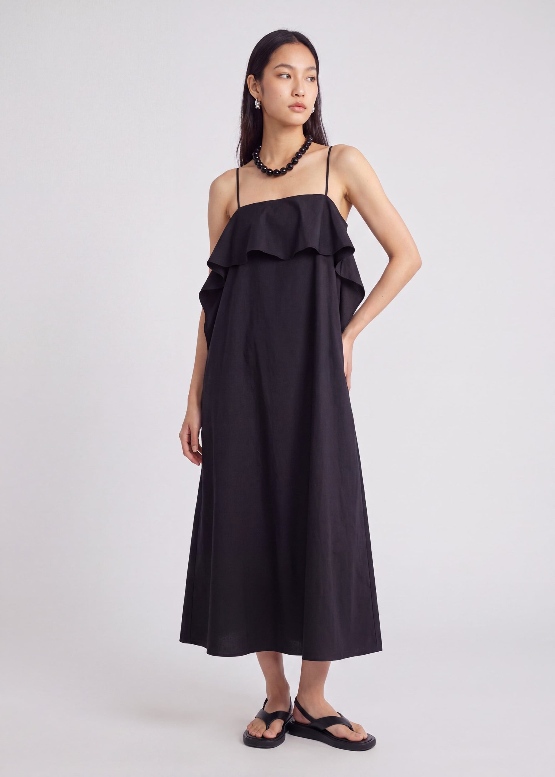 Ruffle Overlay Midi Dress - Image 2