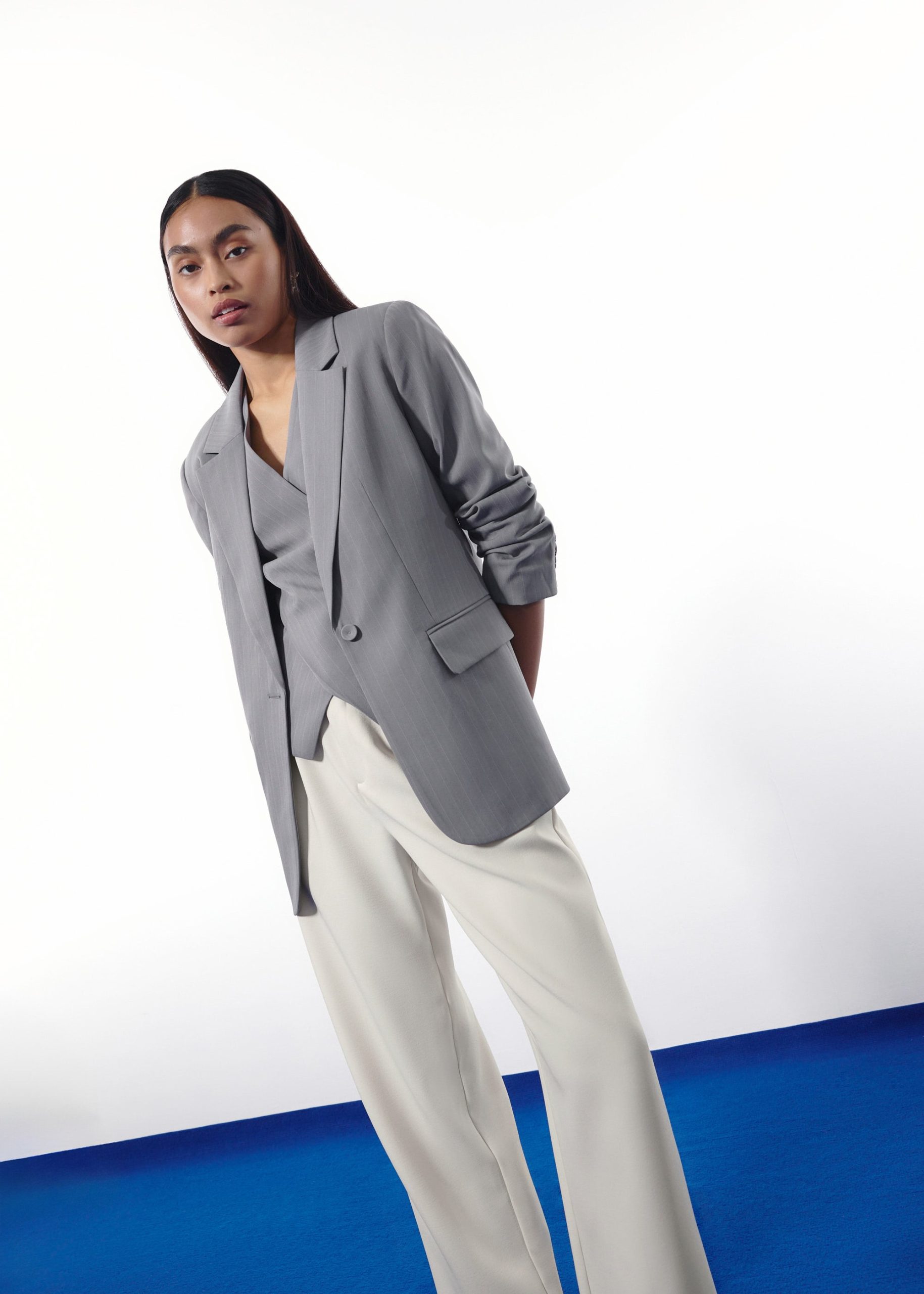 RuchedReady® Rachel Pinstripe Adjustable Waist Blazer - Image 3