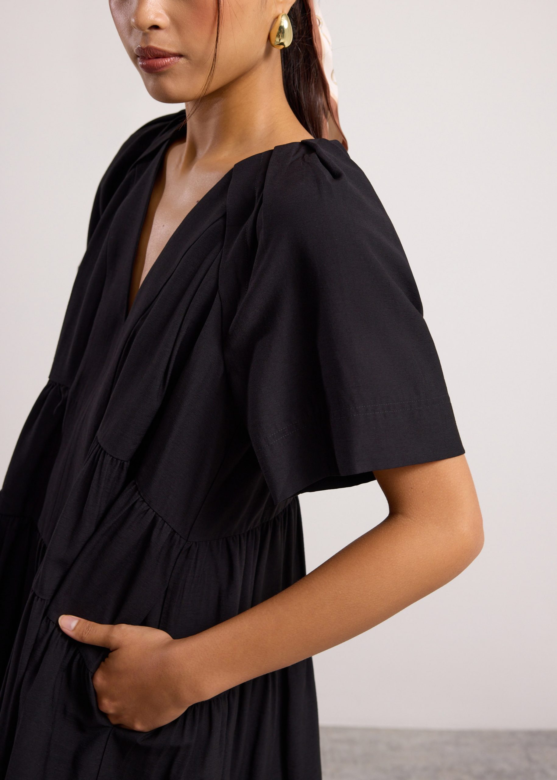 Rayon V-neck Trapeze Mini Dress - Image 18