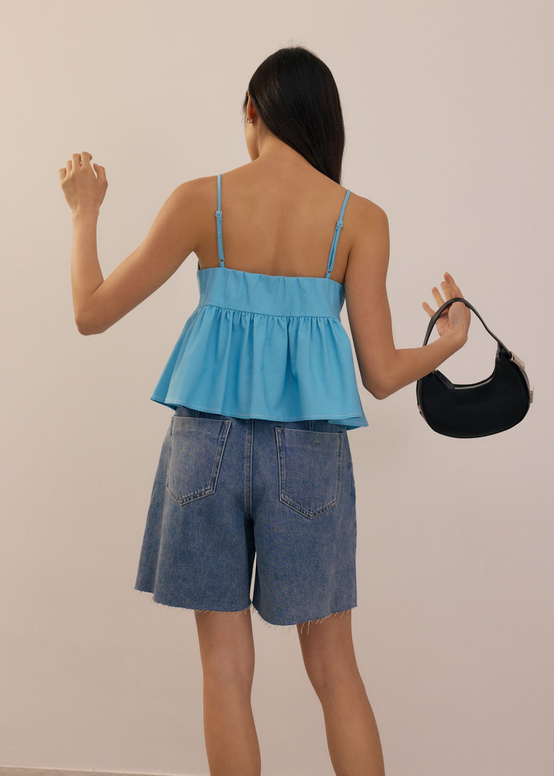 Contrast Stitch V-neck Peplum Camisole Top - Image 33