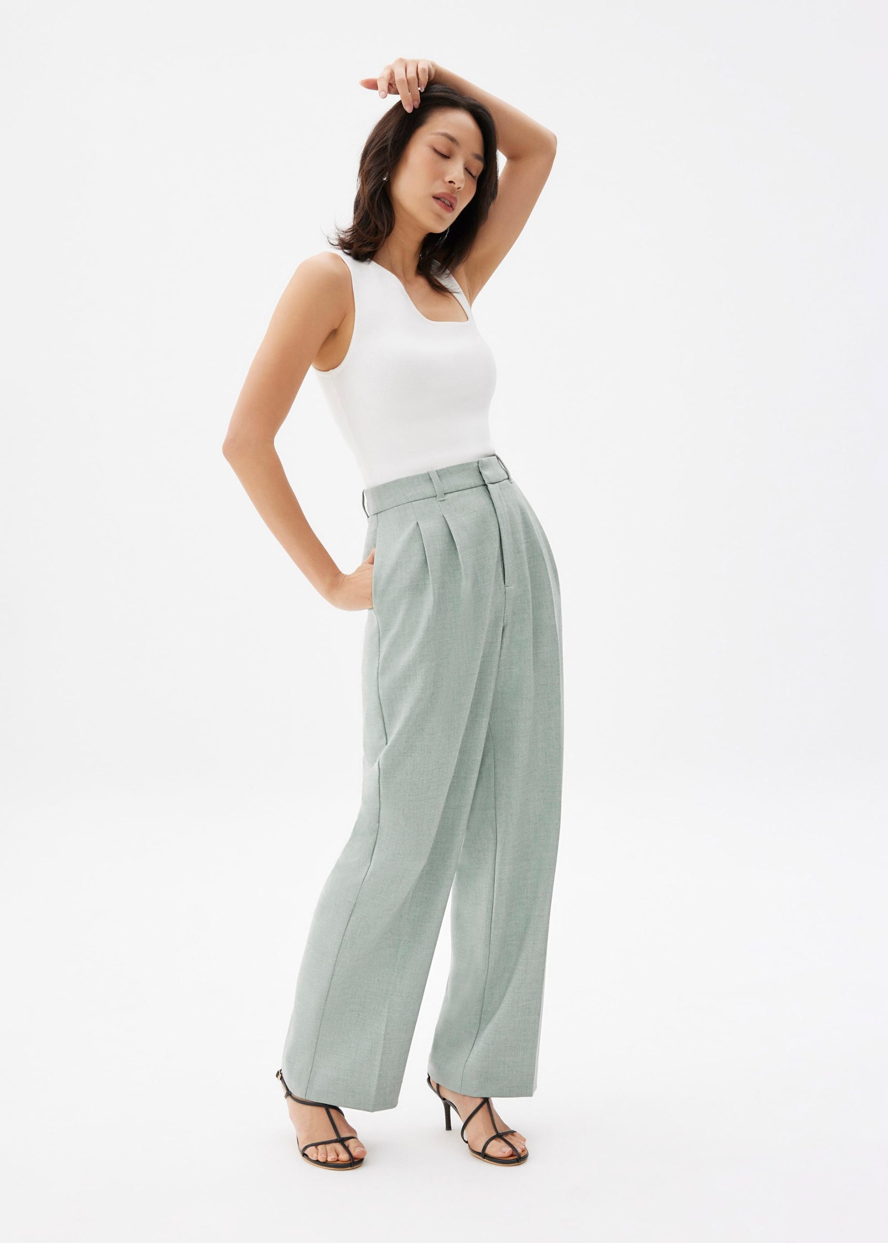 Lana Relaxed Melange Tailored Pants - Image 12
