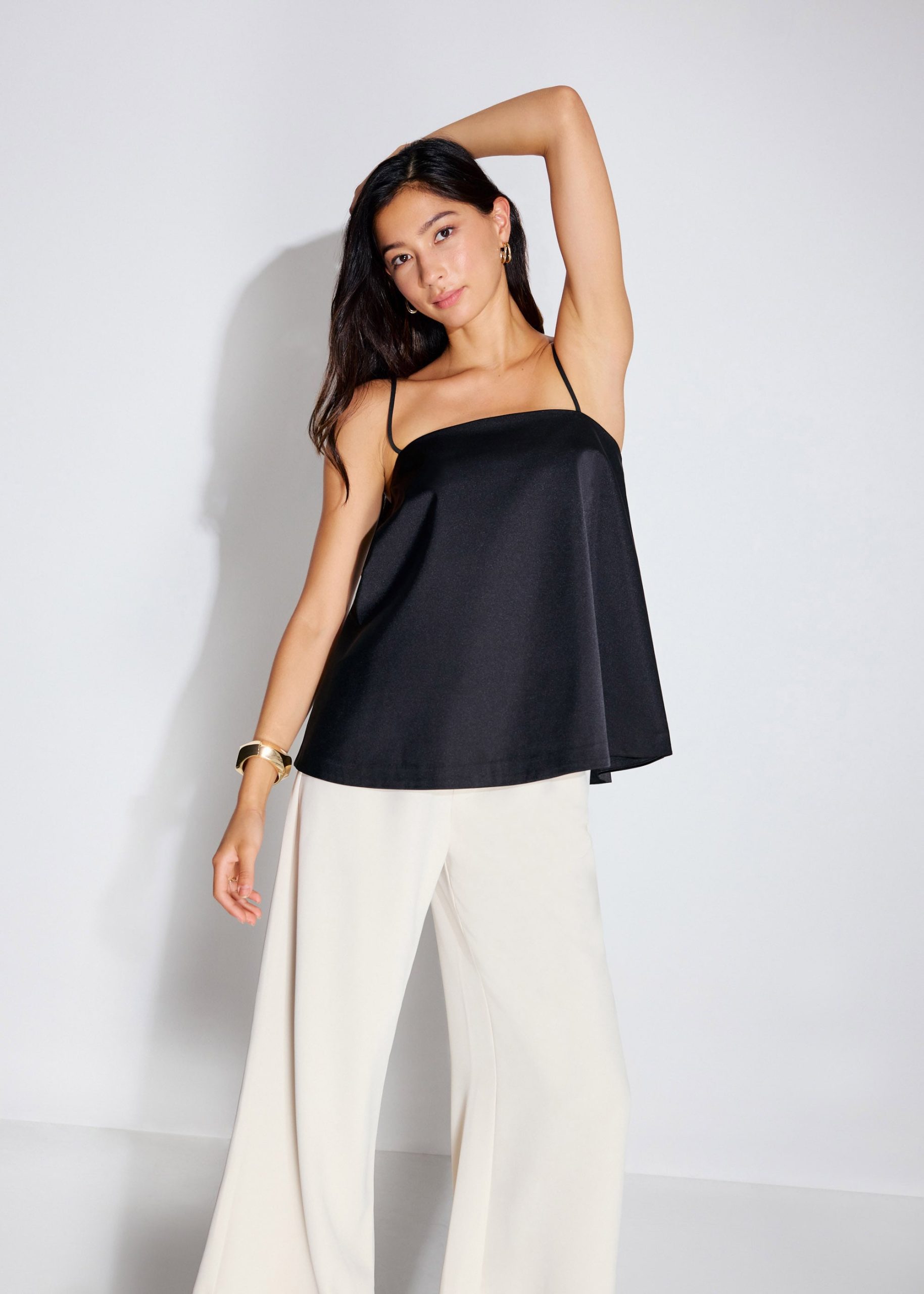 Taffeta Straight Neck Tunic Top - Image 2