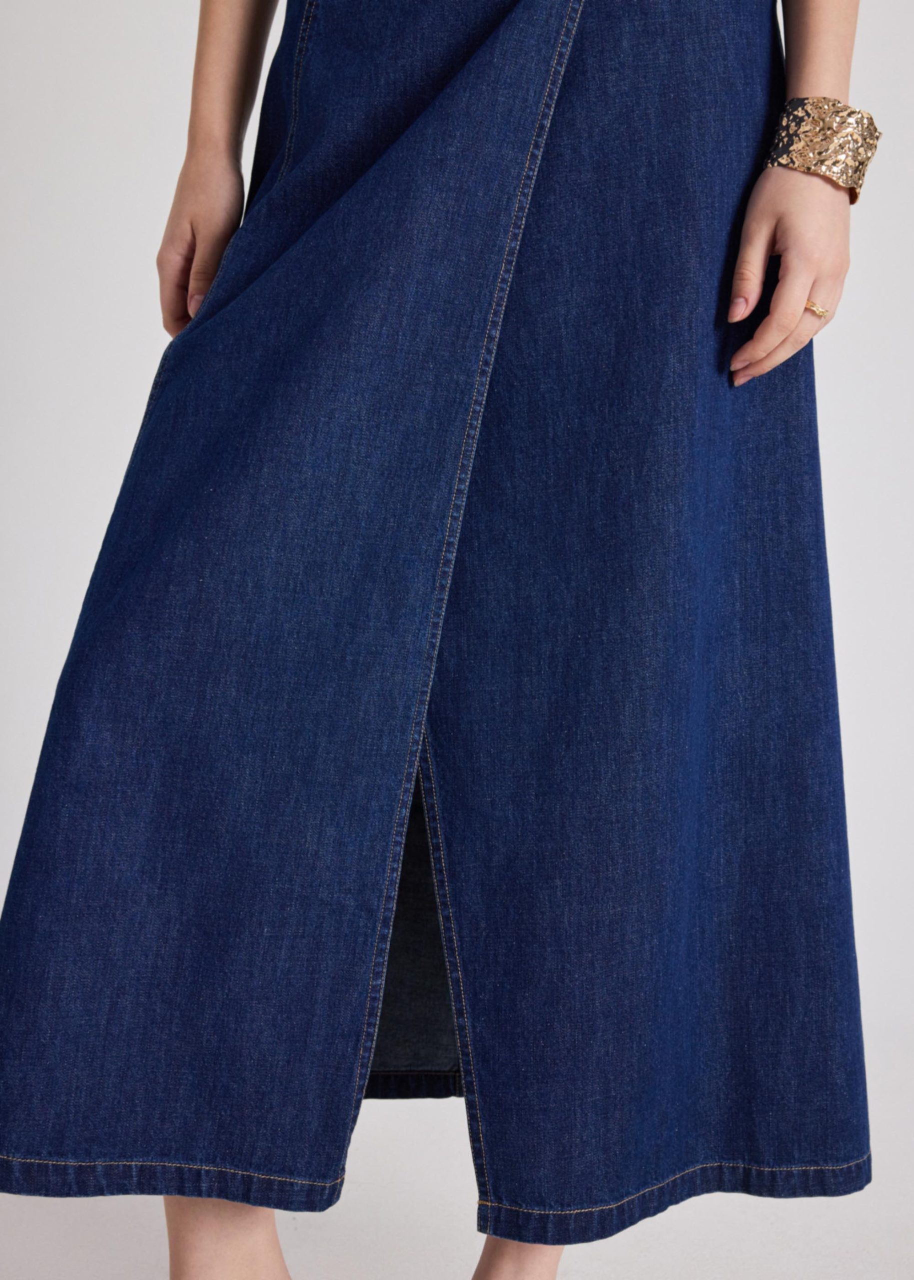 Denim Buckle Belt Wrap Skirt - Image 11
