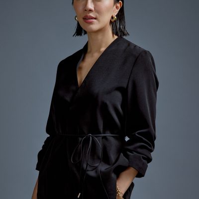 RuchedReady® Moira Belted Collarless Blazer