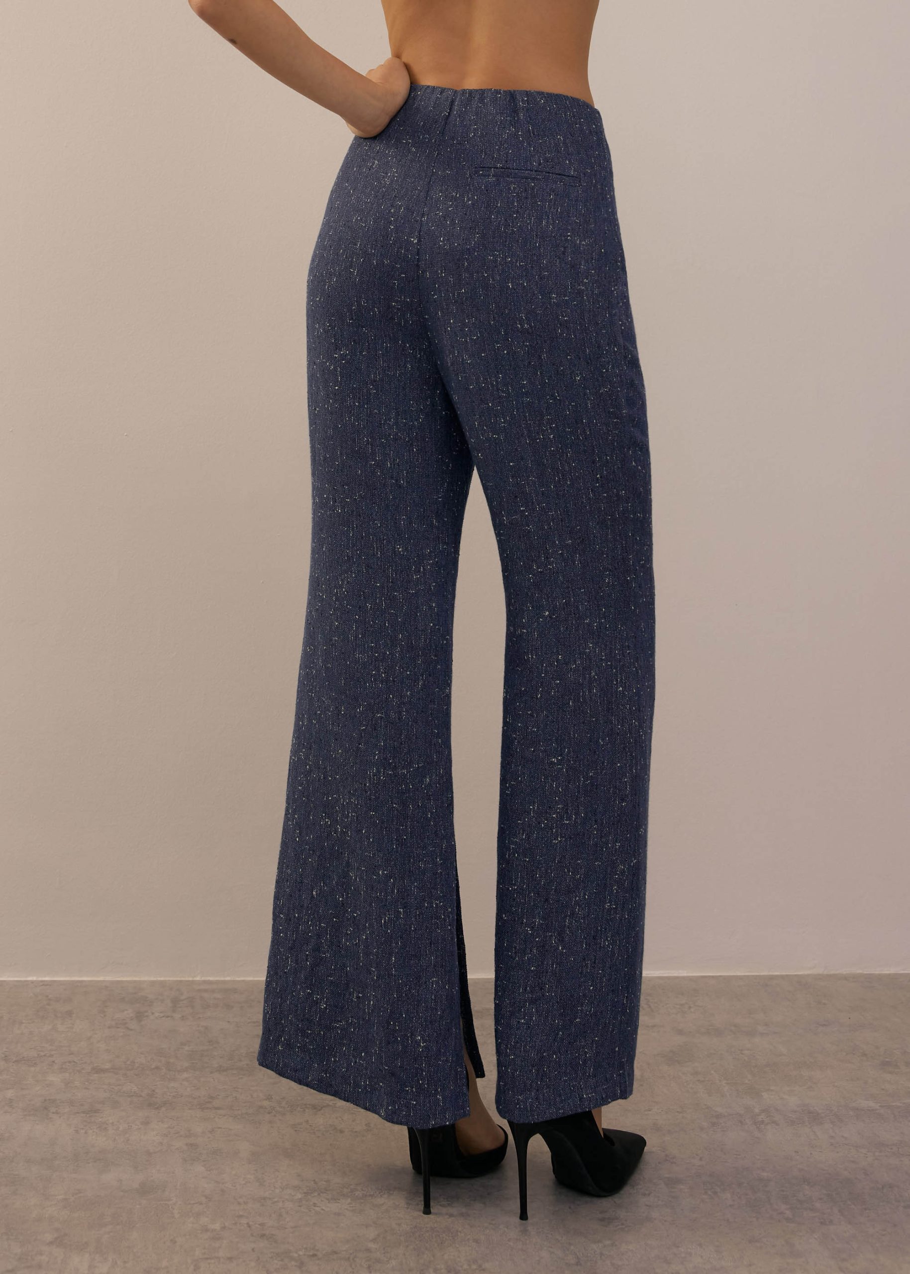 Leggy??Elastic Tweed High Waist Kick Flare Pants - Image 11