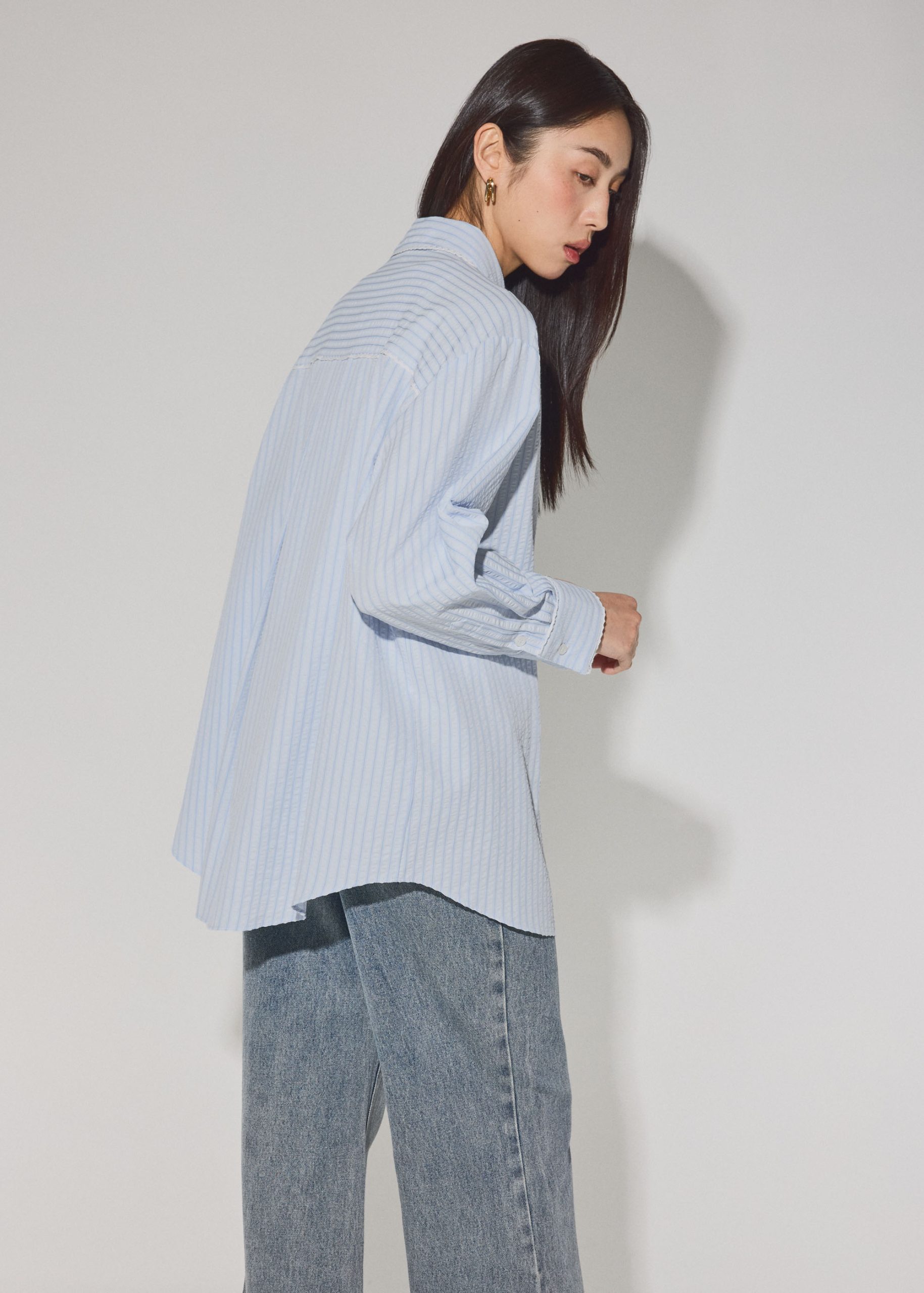 RuchedReady® Relaxed Striped Cotton Scallop Trim Shirt - Image 16
