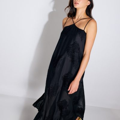 Embroidered Camisole Trapeze Maxi Dress