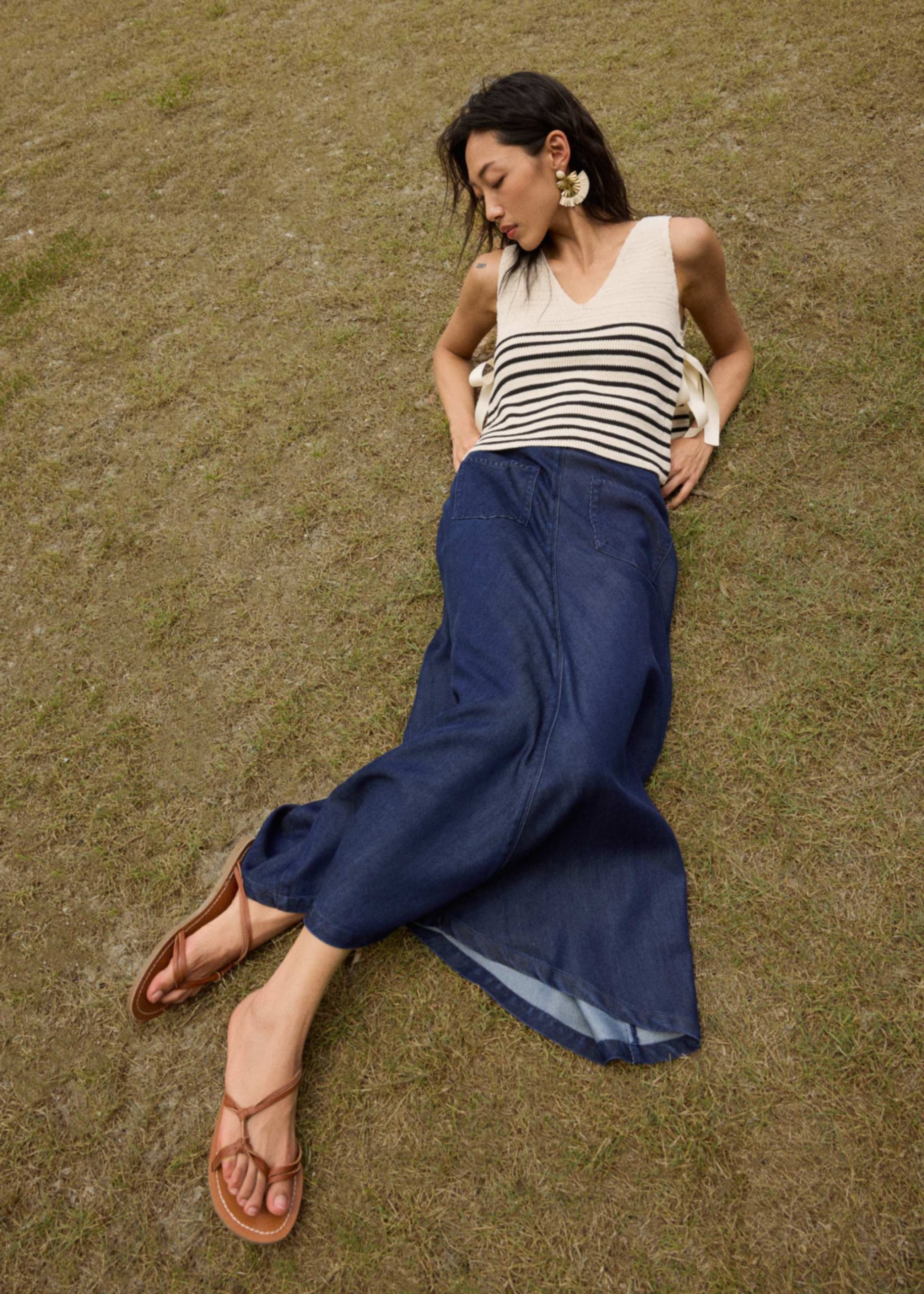 Multi-way Striped Knit Side Tie Top - Image 8