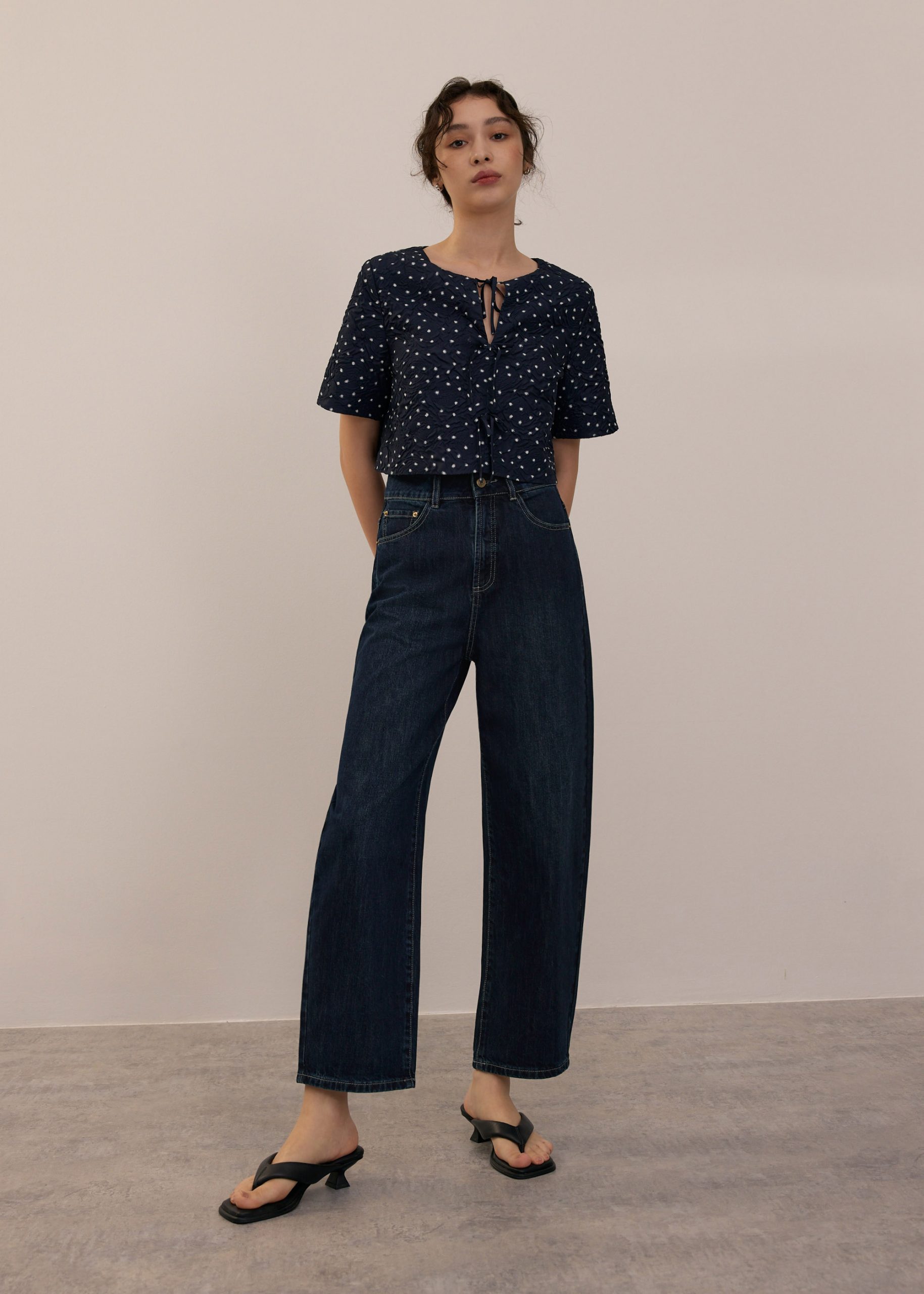 Crinkled Polka Dot Crop Shell Top - Image 8