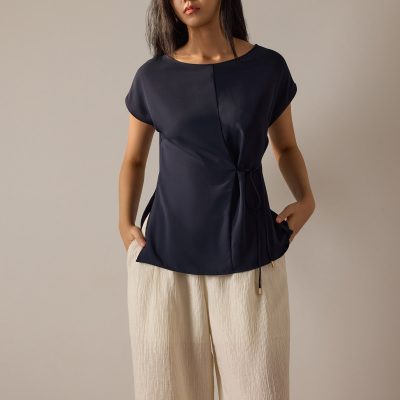 Maja Crepe Satin Side Tie Top