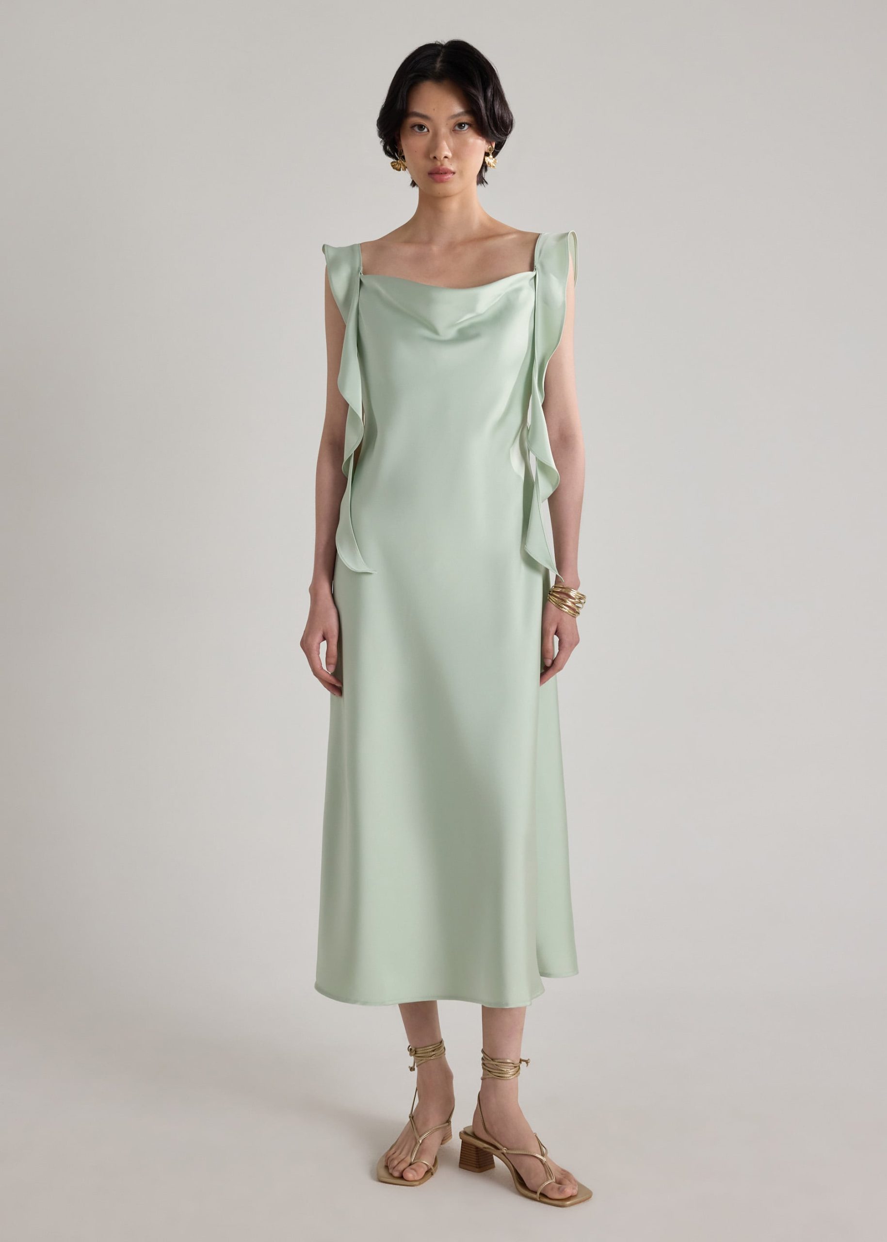 BraFree by LB Multi-way Satin Dress With Removable Ruffle Straps