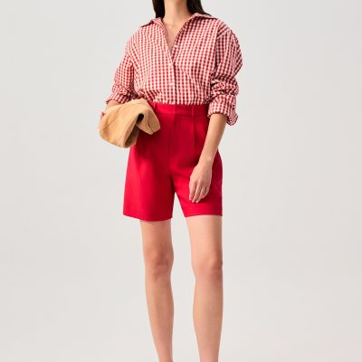RuchedReady® Relaxed Cotton Gingham Button Down Shirt