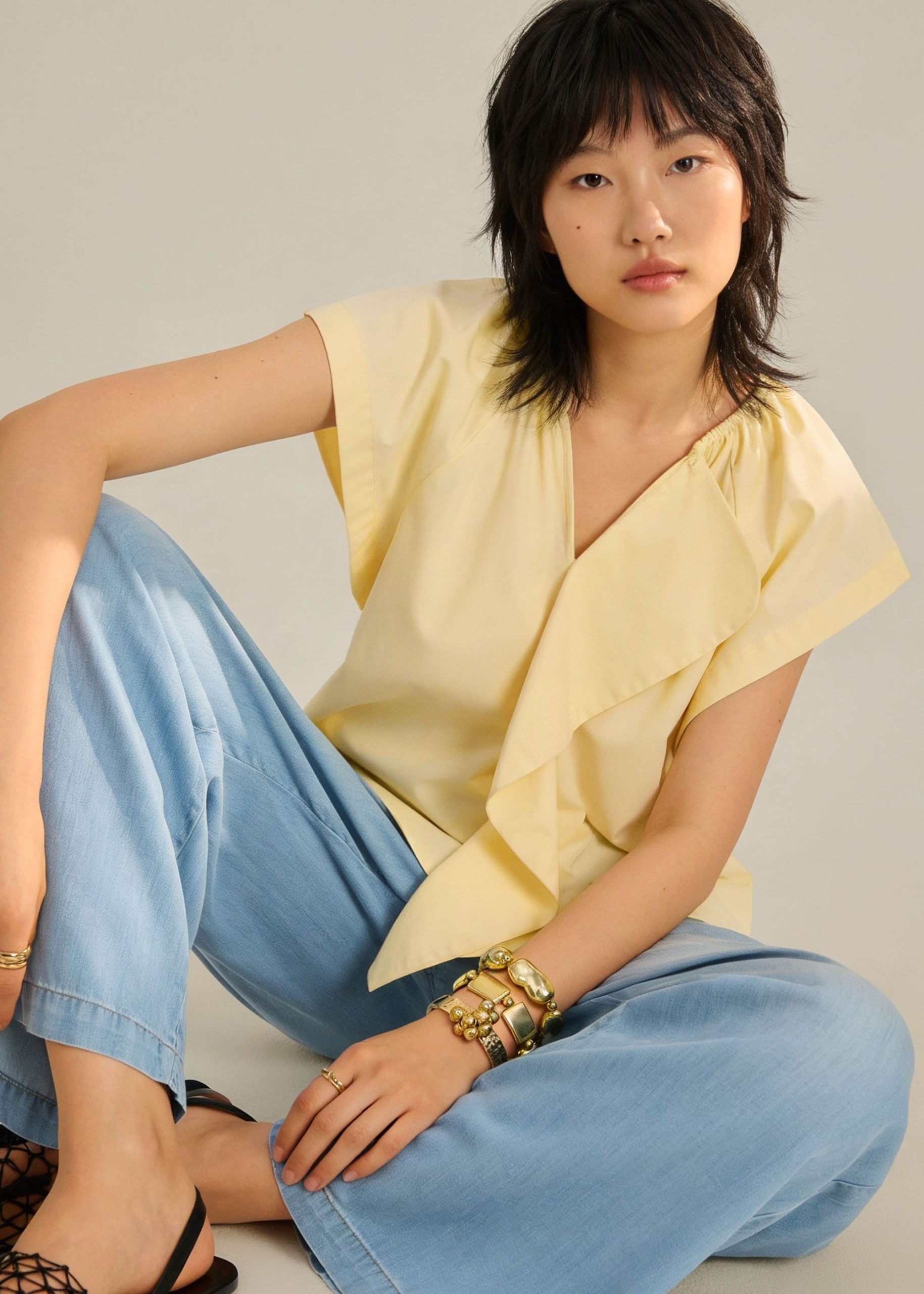 Keiko Cotton Draped Panel Top - Image 12