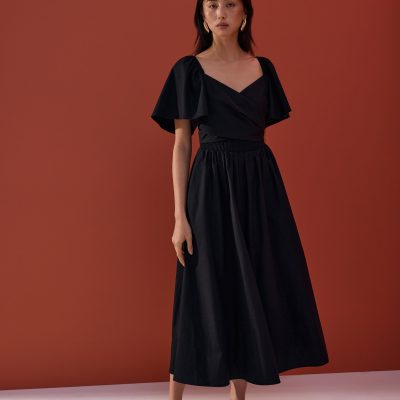 Reversible Bell Sleeve Fit & Flare Midaxi Dress