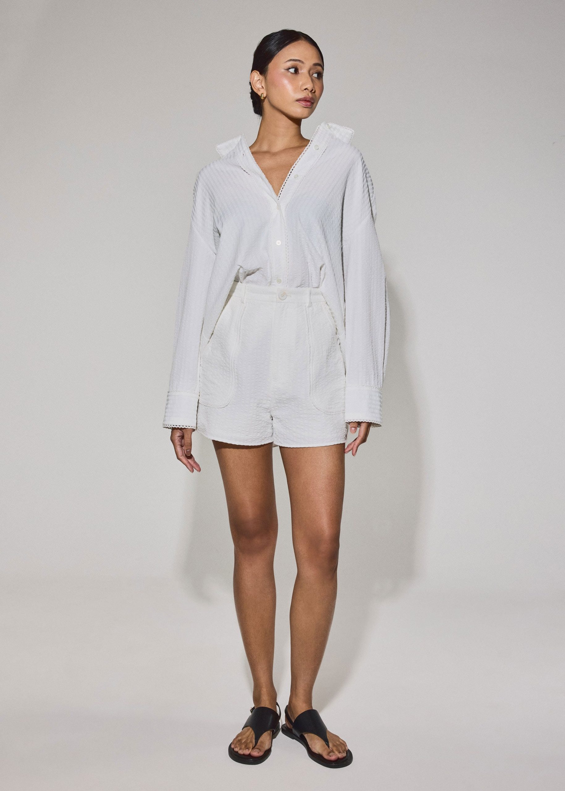 RuchedReady® Relaxed Striped Cotton Scallop Trim Shirt - Image 4