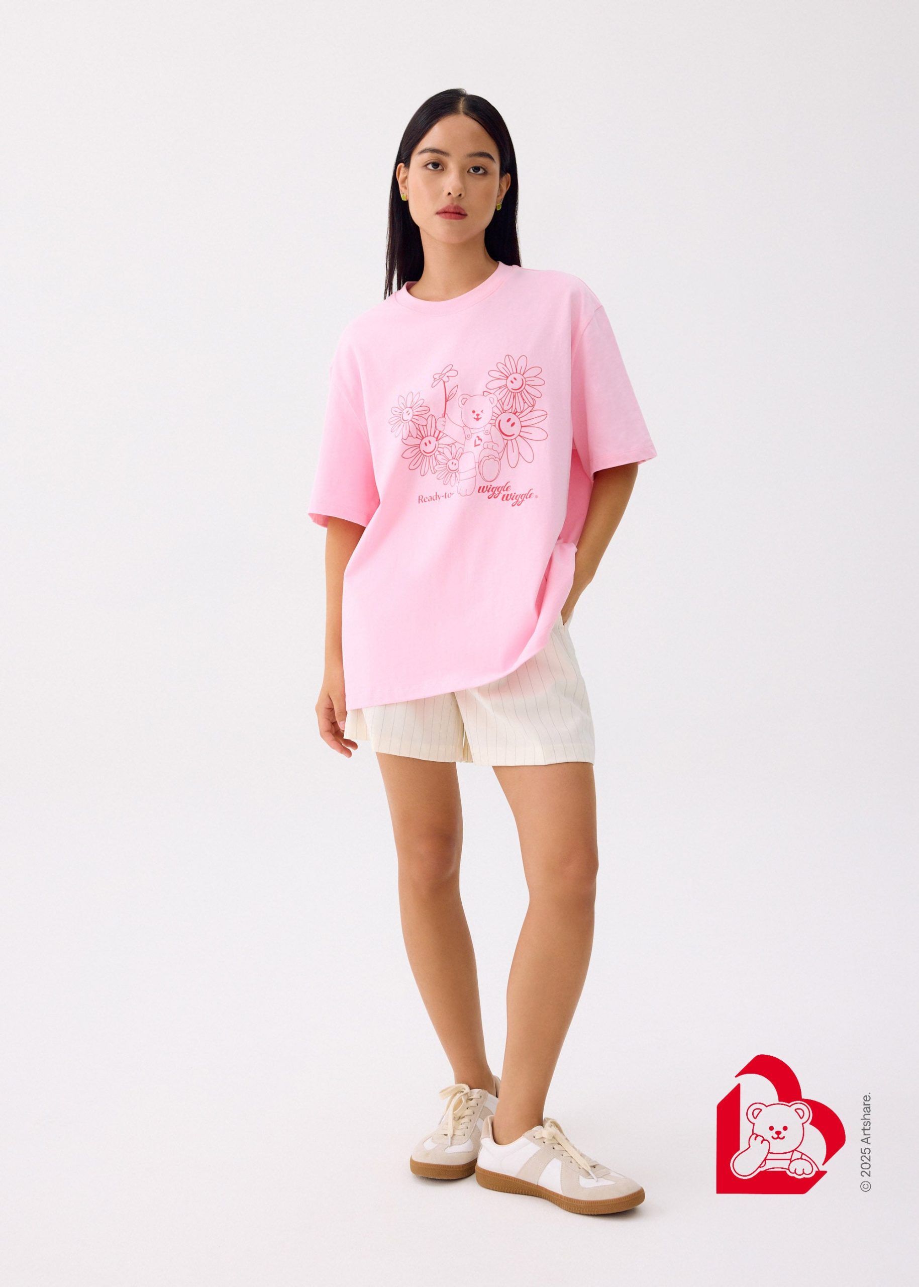 Love, Bonito | Wiggle Wiggle Unisex Oversized Drop Shoulder Tee in Strawberry Gelato - Image 5