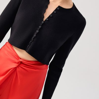 Malee Boxy Knit Scallop Edge Cardigan