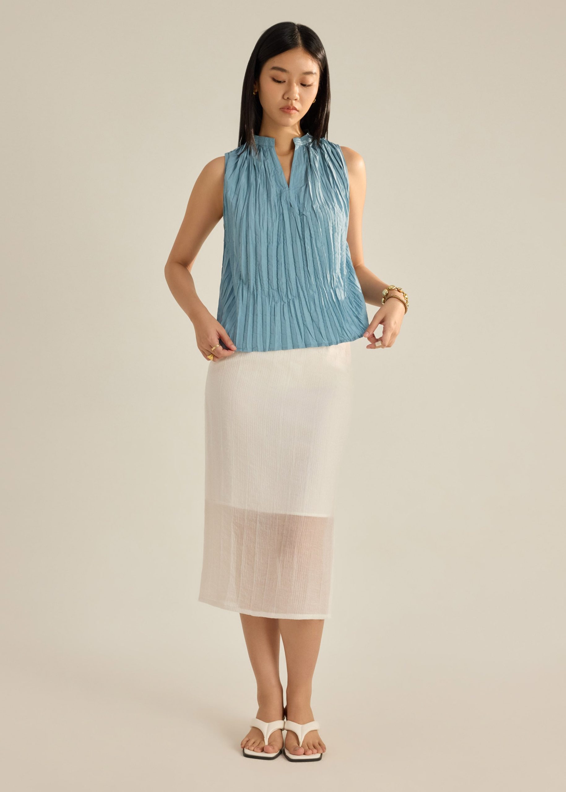 Celeste Crinkled Pleats Top - Image 19