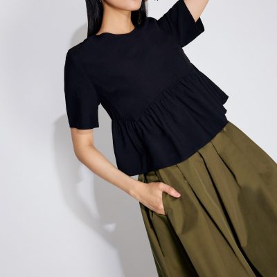 Round Neck Peplum Shell Top