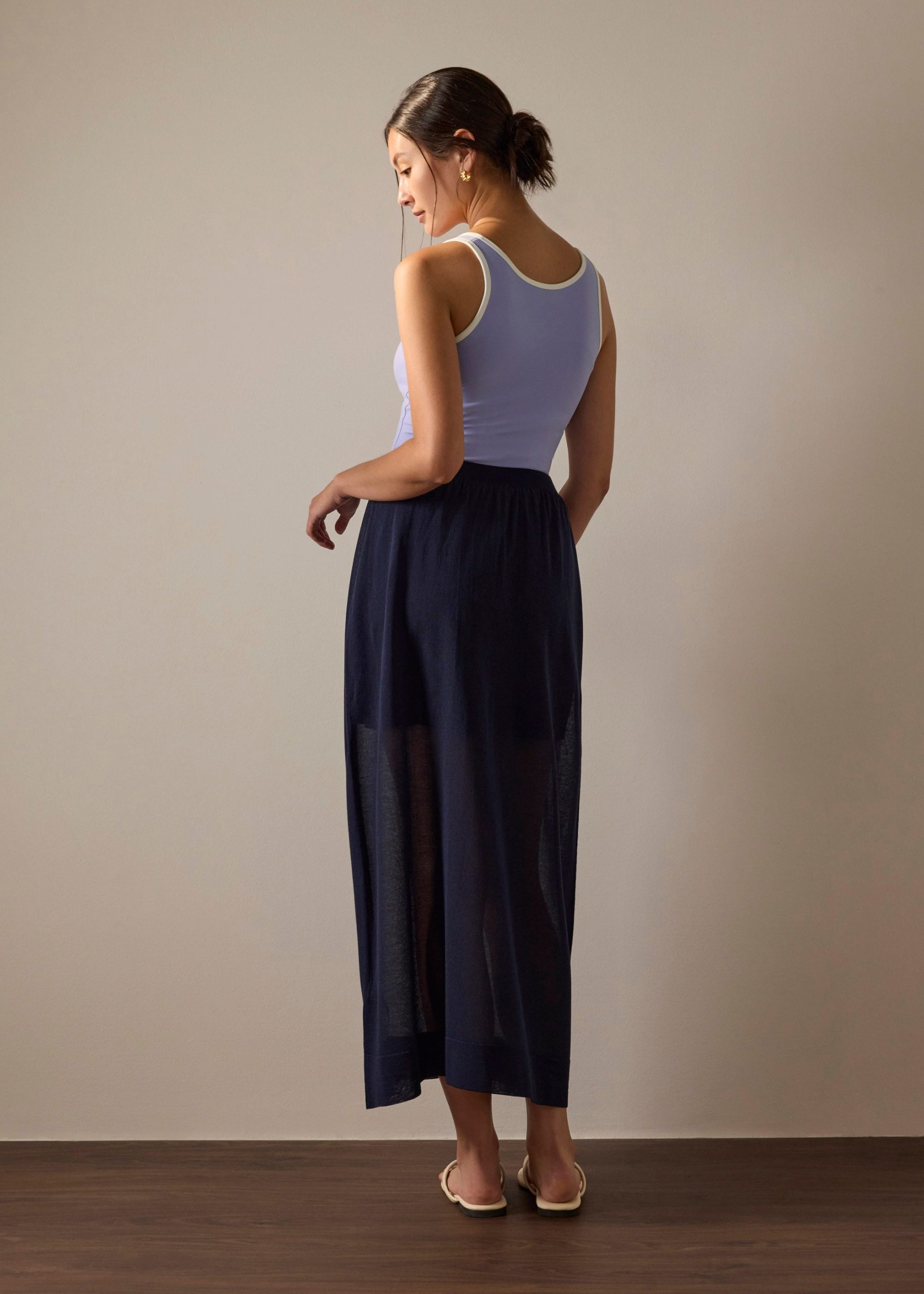Sheer Knit A-line Maxi Skirt - Image 12