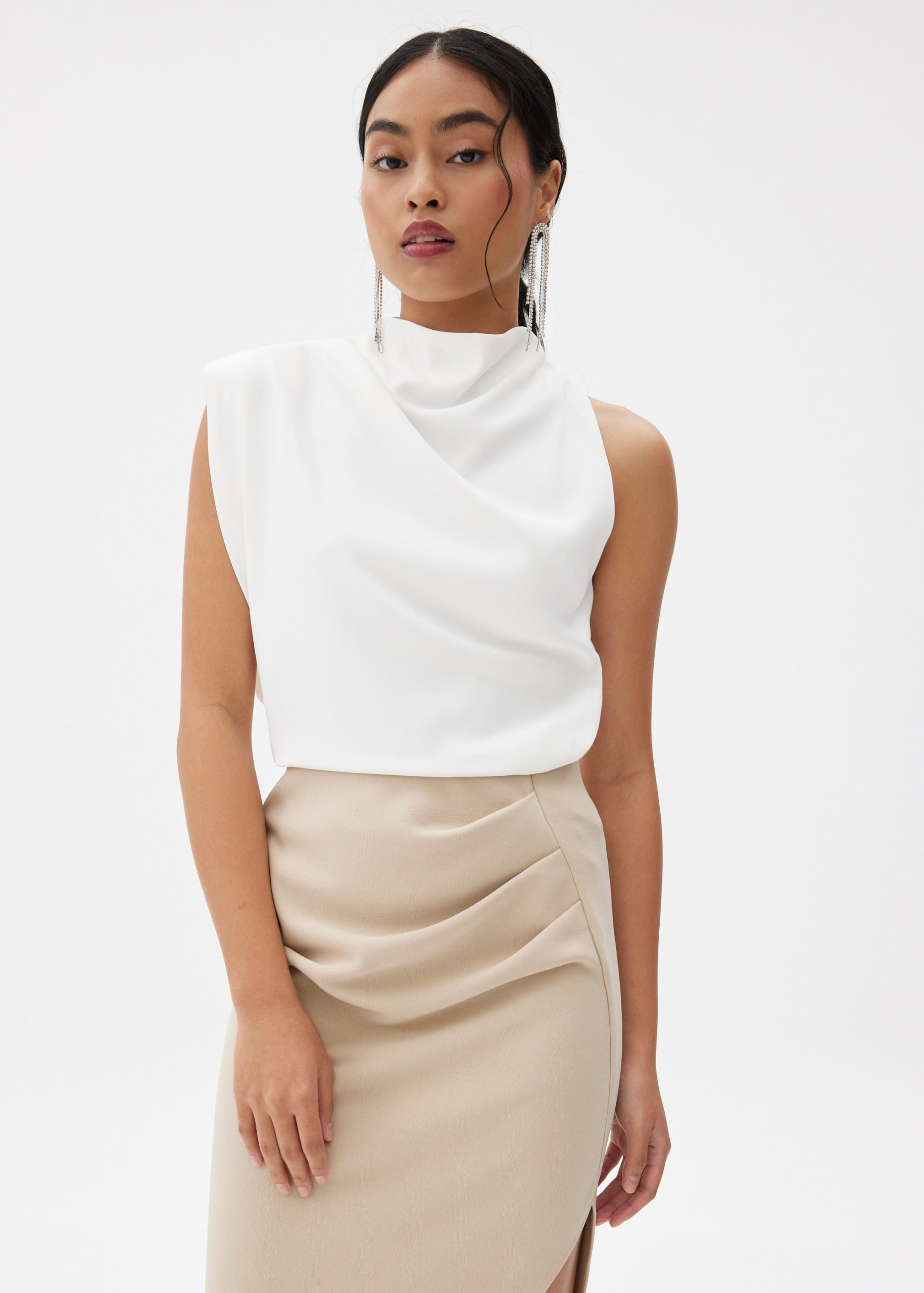 Maya Asymmetric Drape Blouse - Image 11