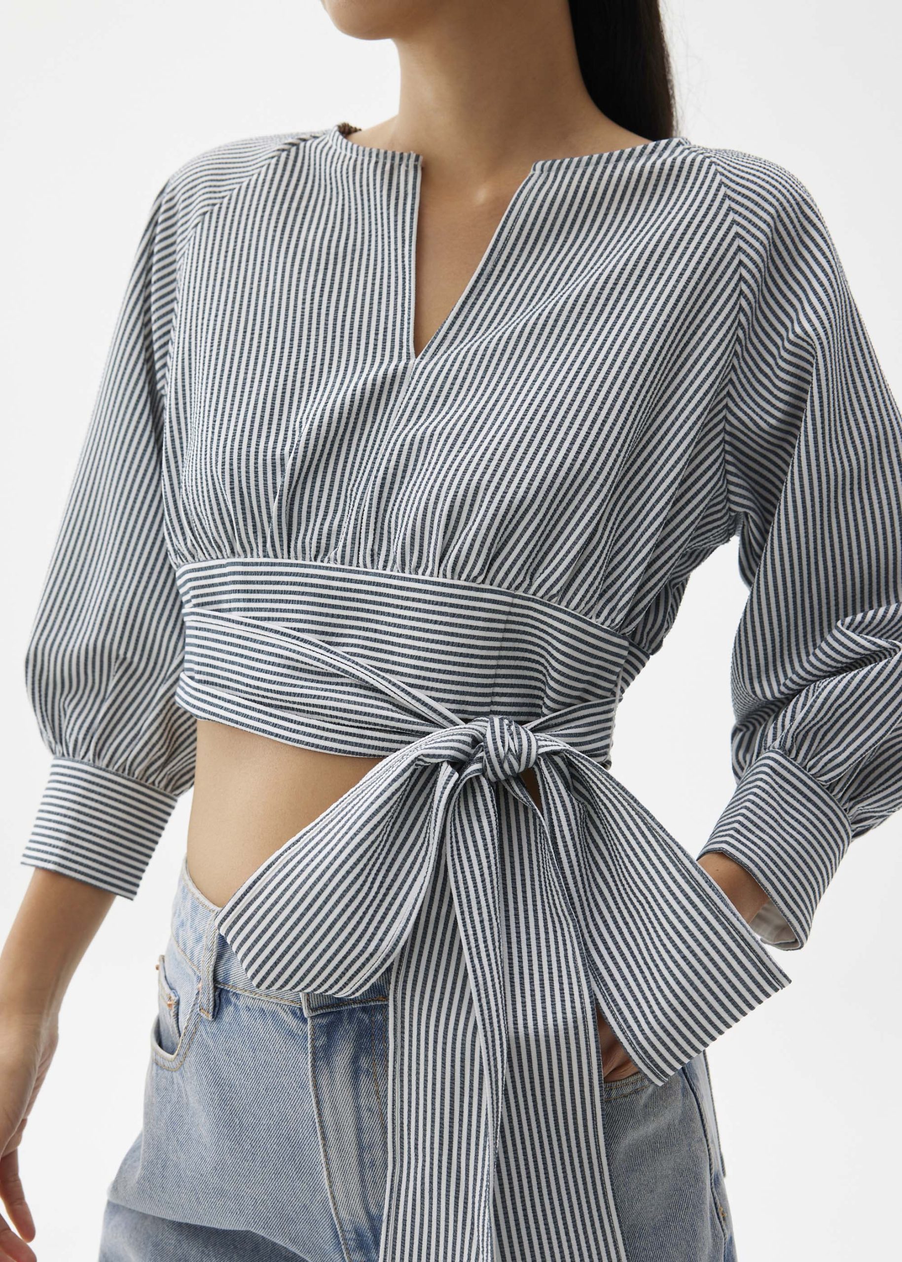 Striped Puff Sleeve Blouse - Image 2
