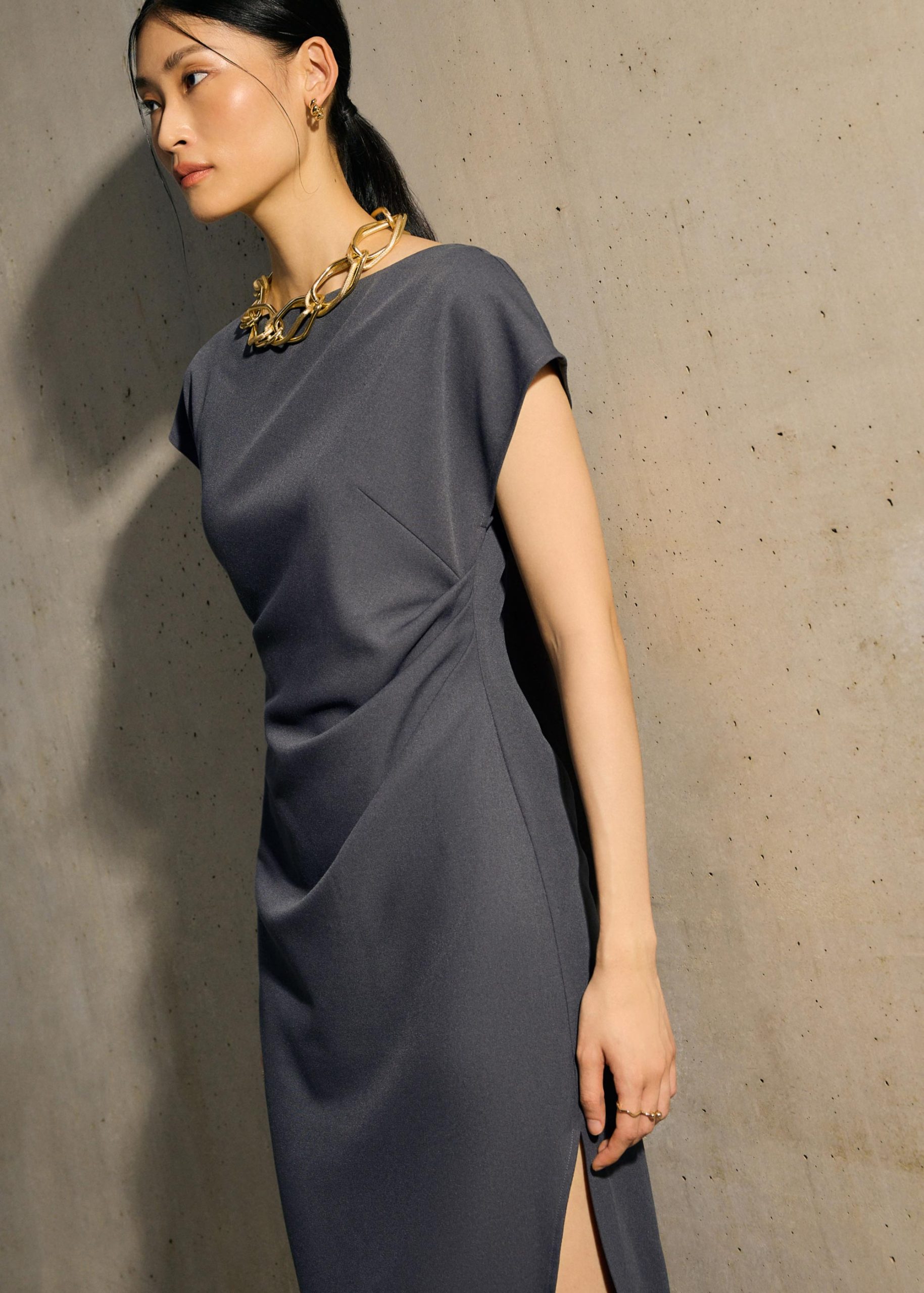 Hansa Boat Neck Column Drape Midaxi Dress - Image 7