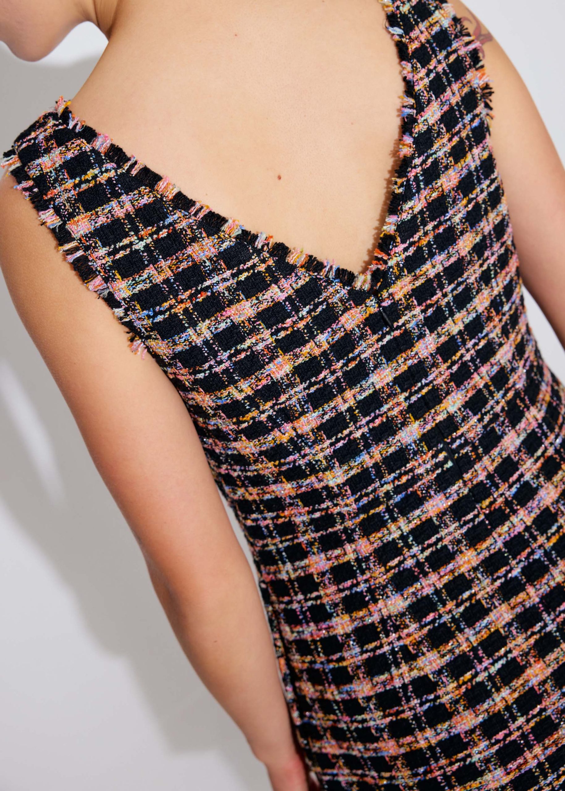 Tweed Boat Neck A-Line Mini Dress - Image 8