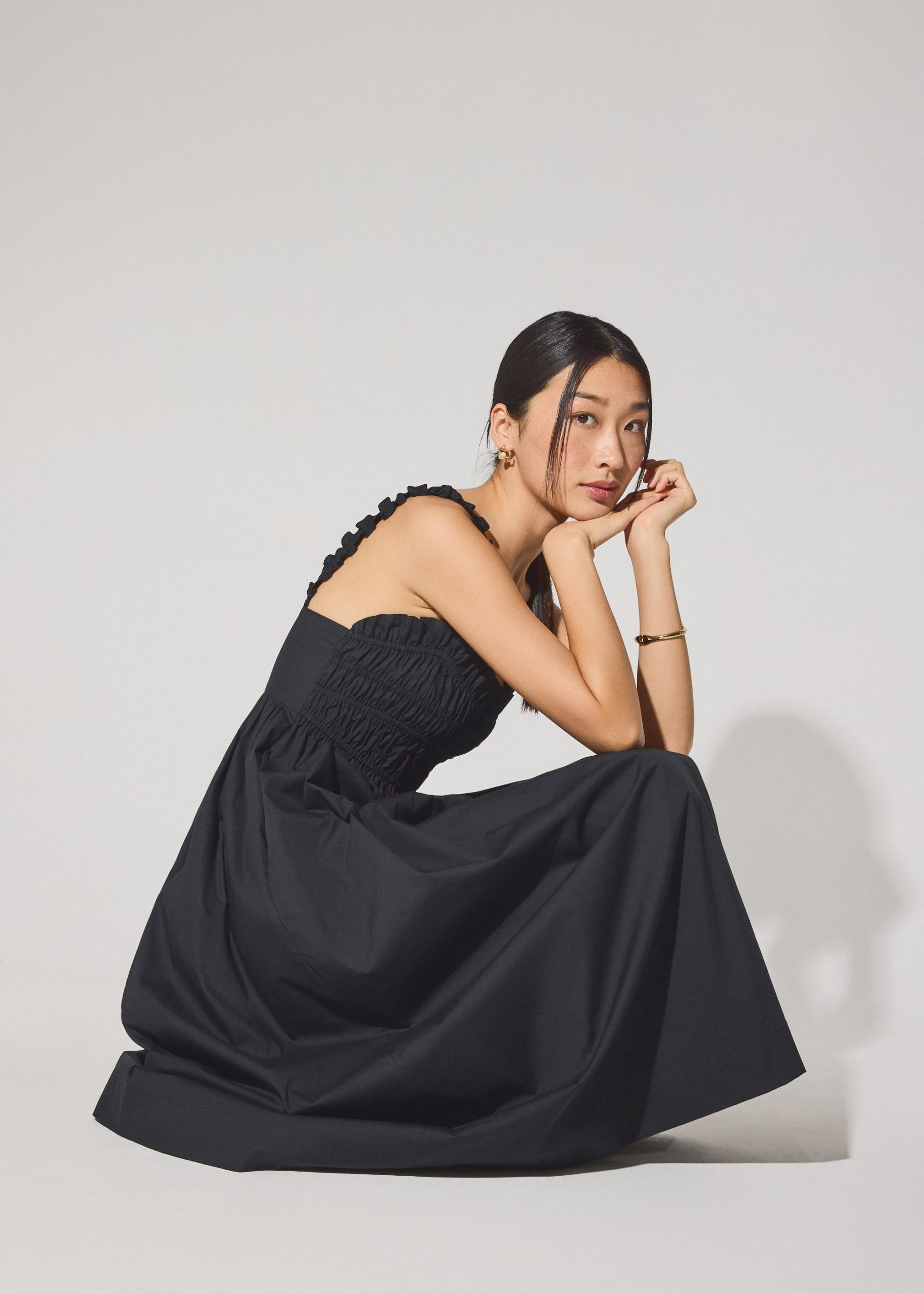 Cotton Ruched Sweetheart Fit & Flare Maxi Dress - Image 6