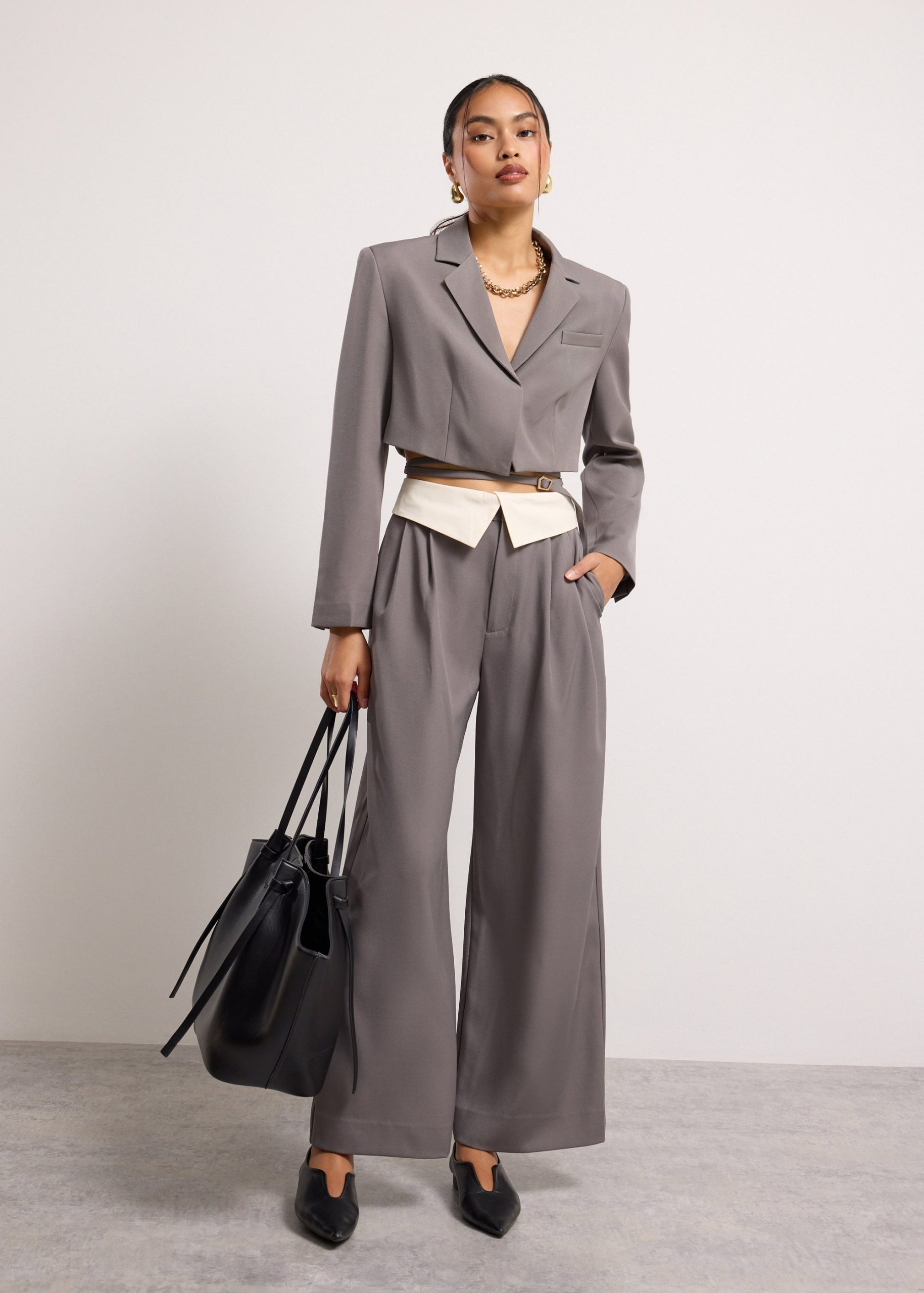 Detachable Waistband Flap Straight Leg Pants - Image 8