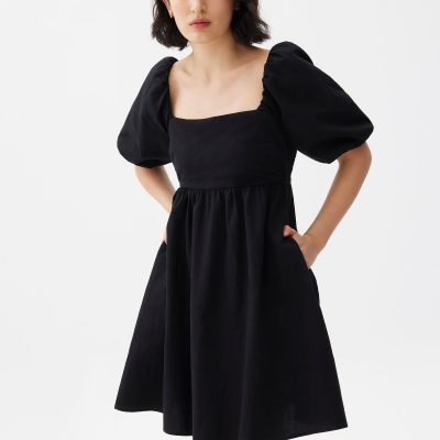Puff Sleeve Babydoll Mini Dress