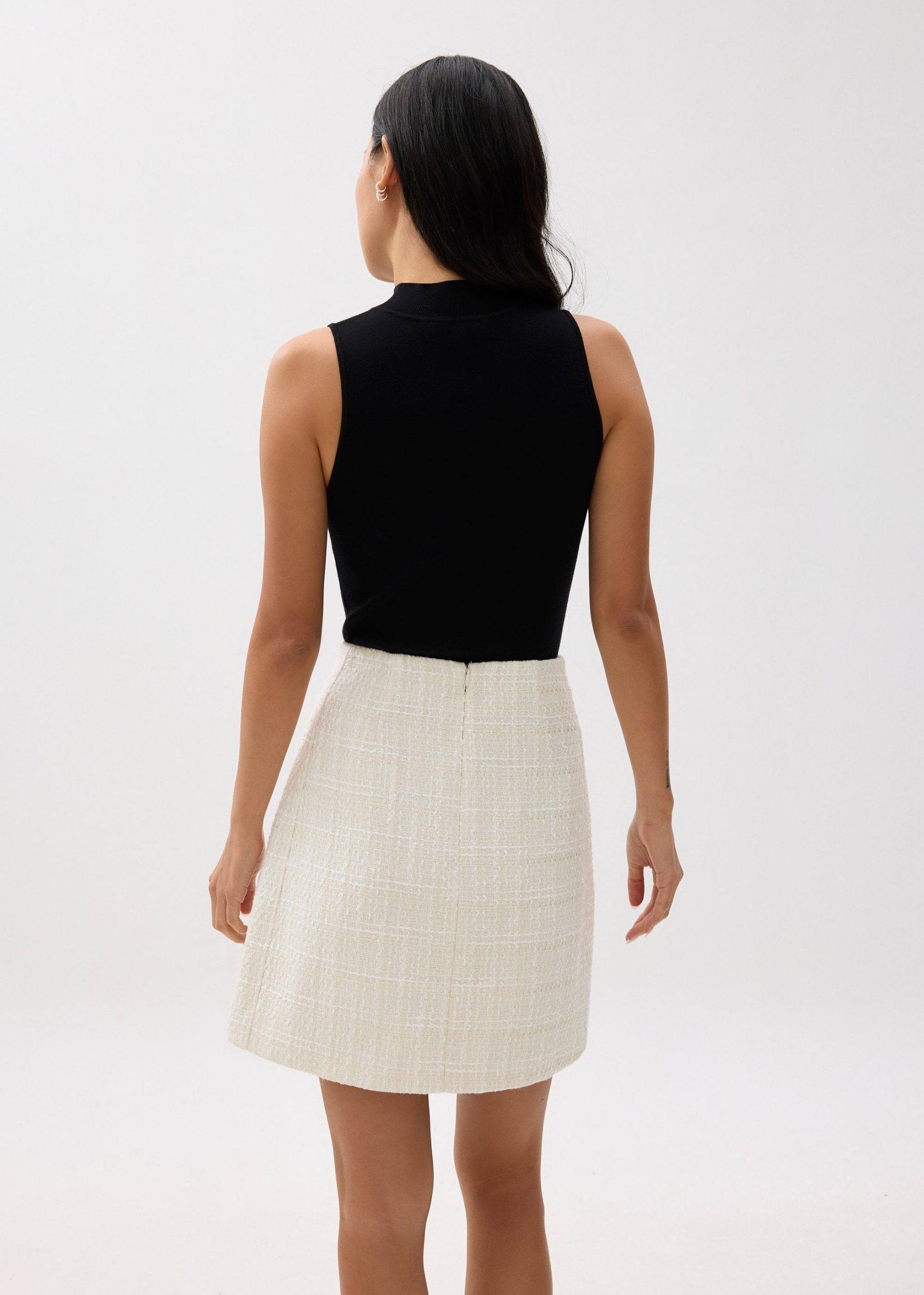 Kaori Elastic Tweed Mini Skirt - Image 7