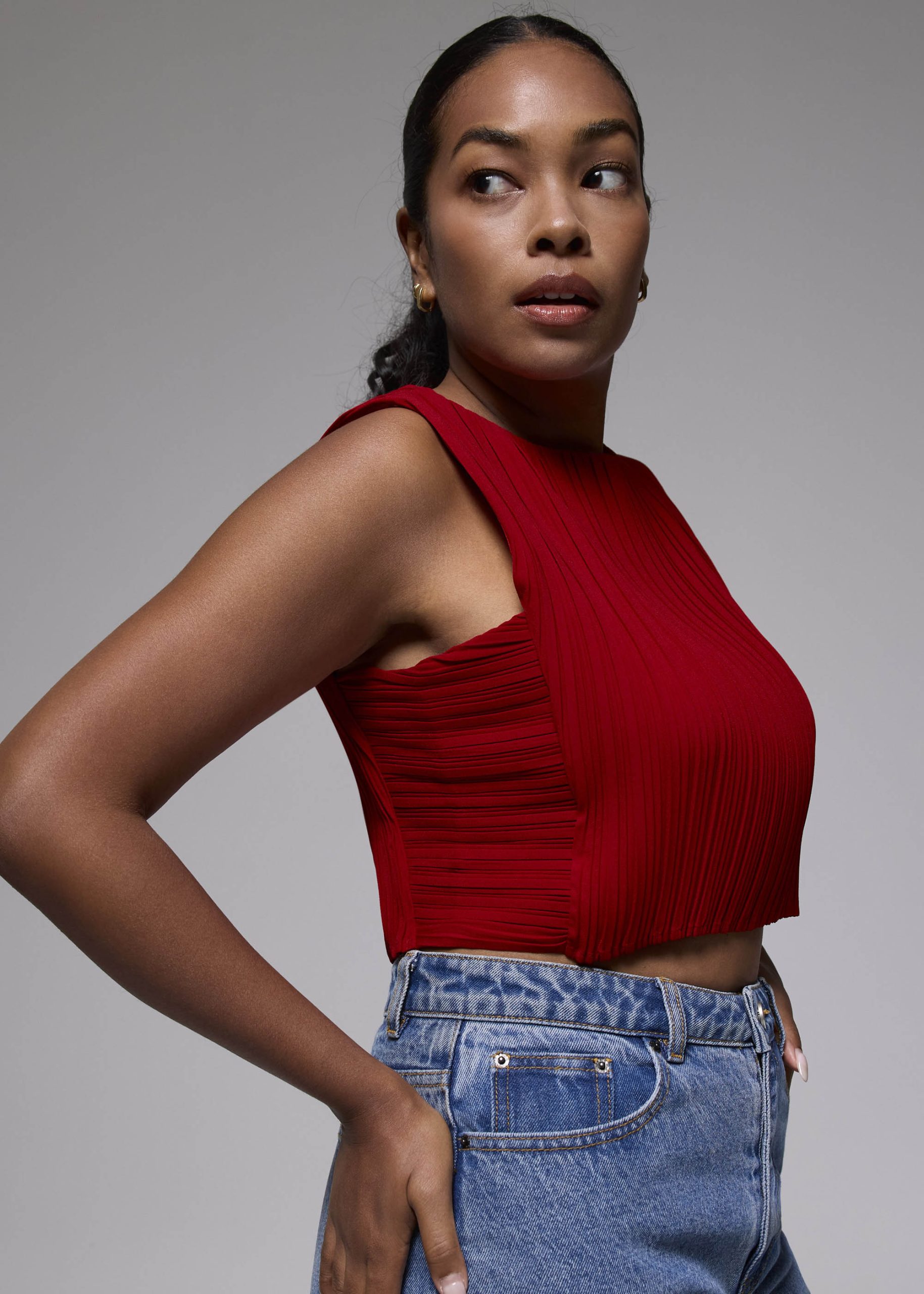 Dez Pleated Boat Neck Crop Top - Image 25