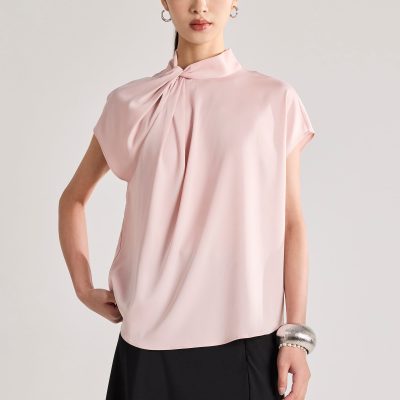 Satin Drape Collared Blouse