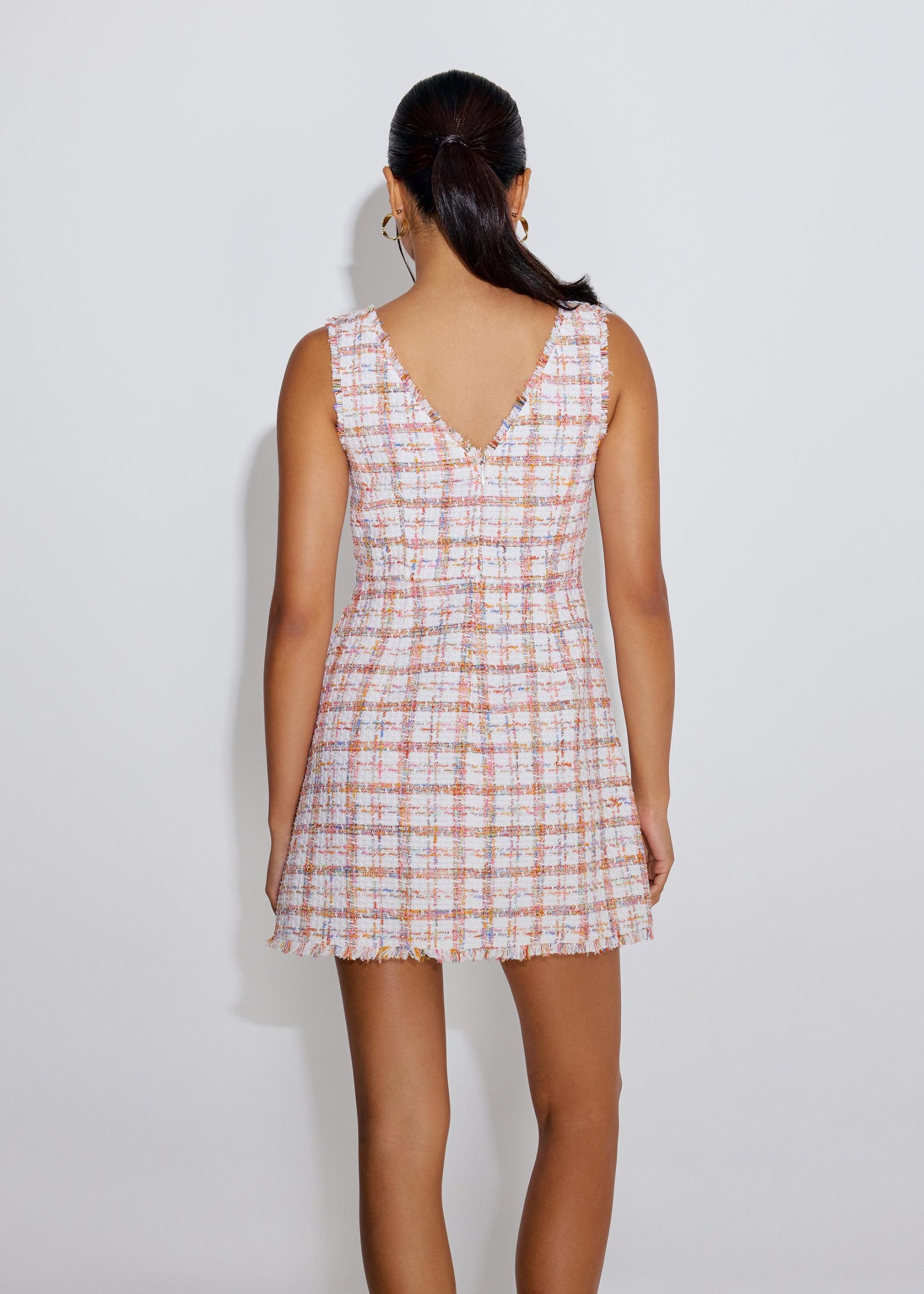 Tweed Boat Neck A-Line Mini Dress - Image 13
