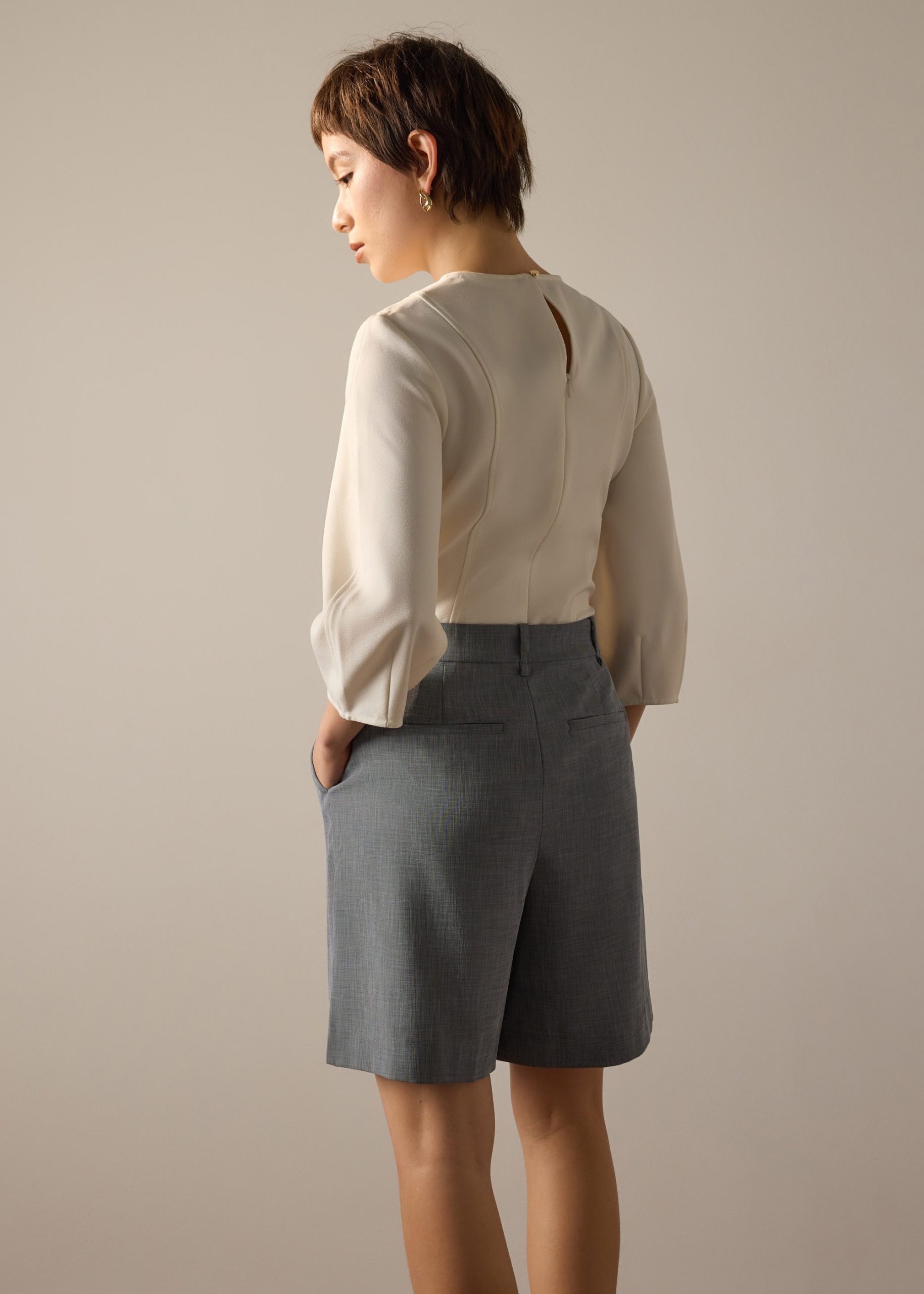 Bea Elastic Melange Pleated High Waist Shorts - Image 13
