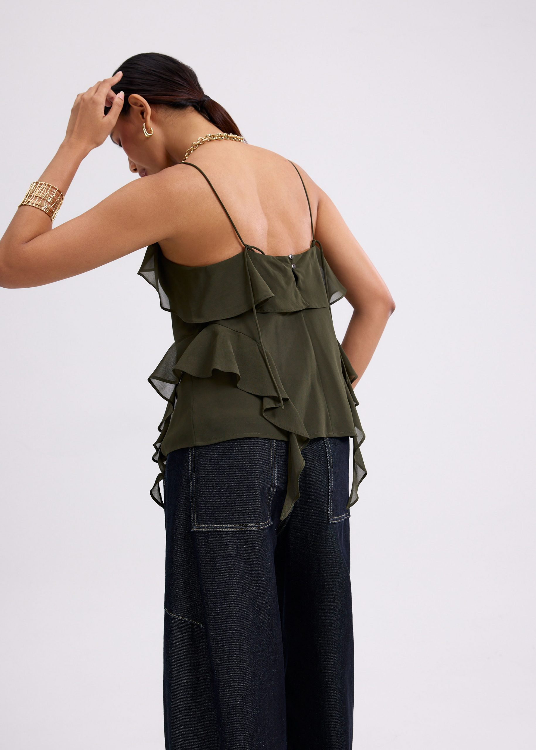 Georgette V-neck Frill Camisole - Image 11