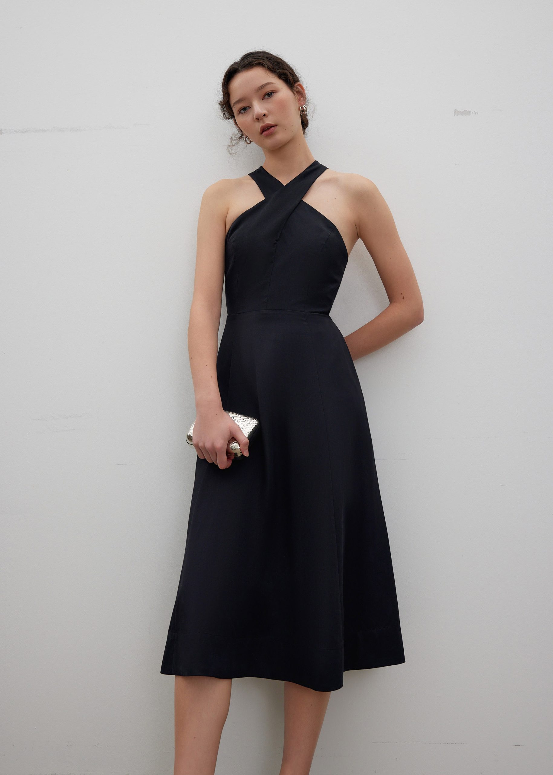 Lyocell Elastic Halter Neck Midi Dress - Image 7