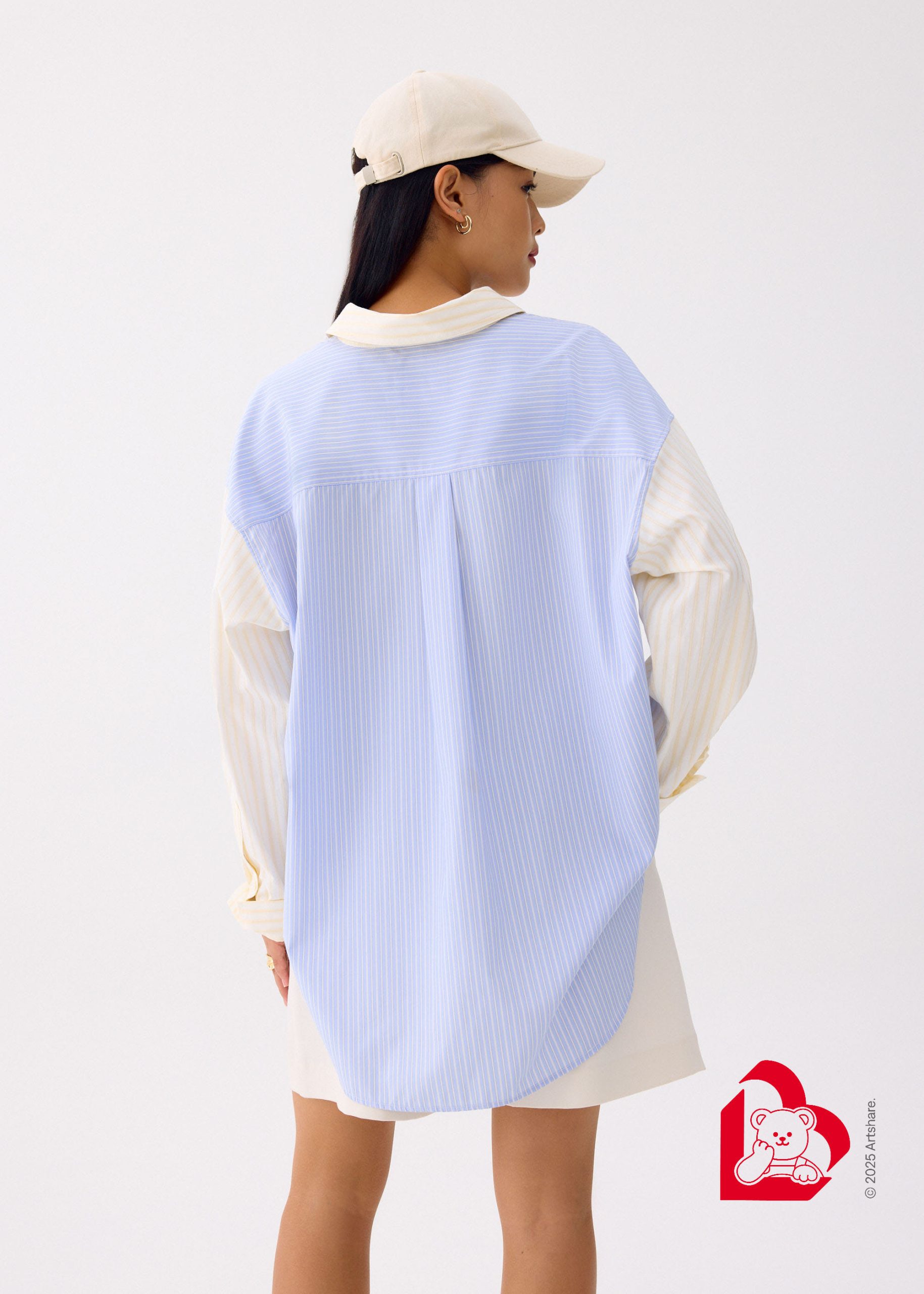 Love, Bonito | Wiggle Wiggle RuchedReady® Oversized Shirt in Light Blue - Image 5