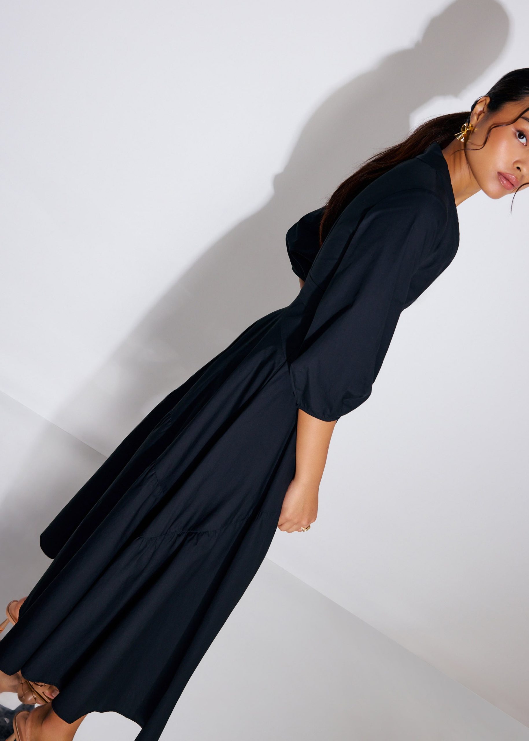 Cotton Panelled Fit & Flare Midaxi Dress - Image 4
