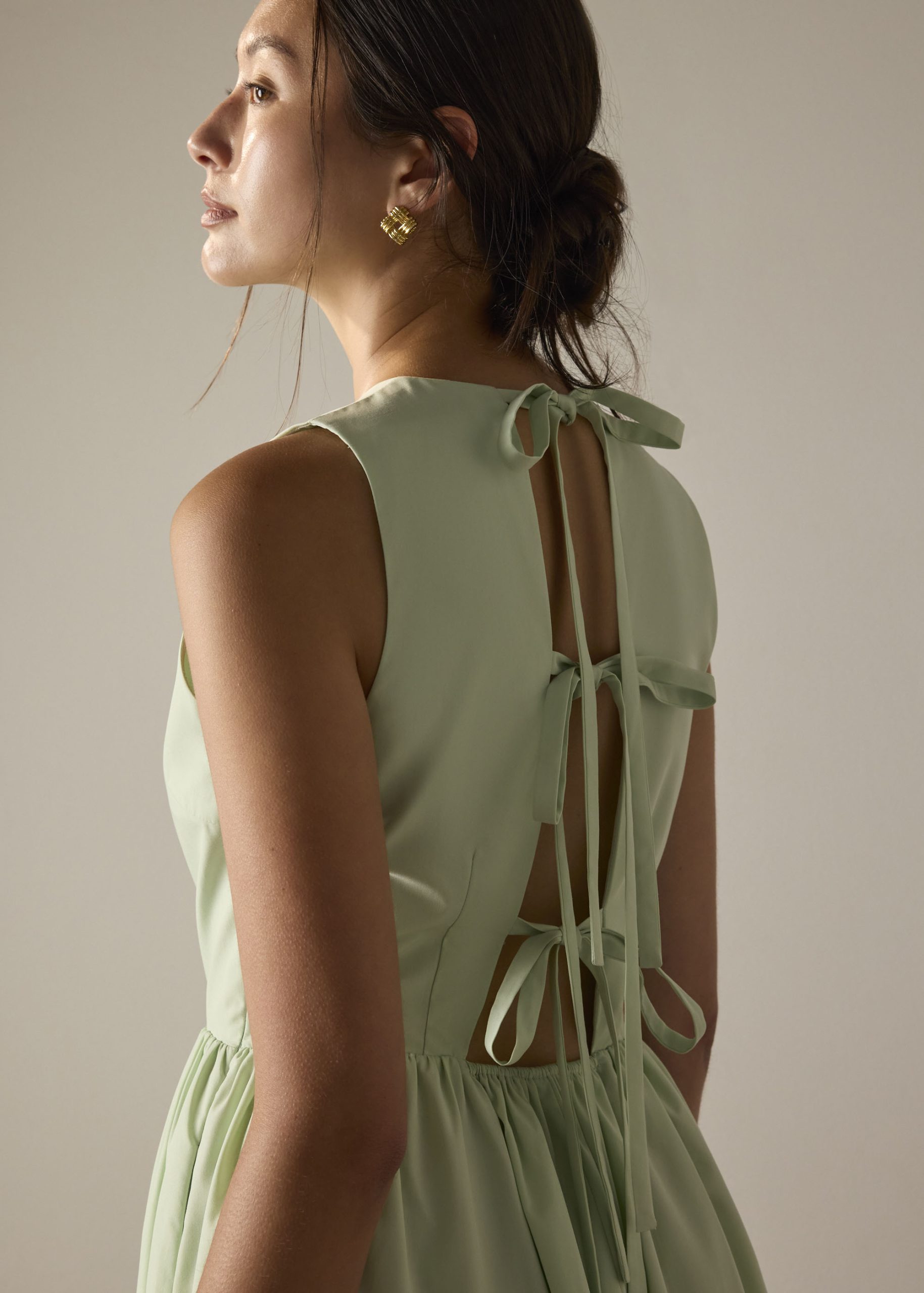 Cotton Open Back Tie Dress - Image 12