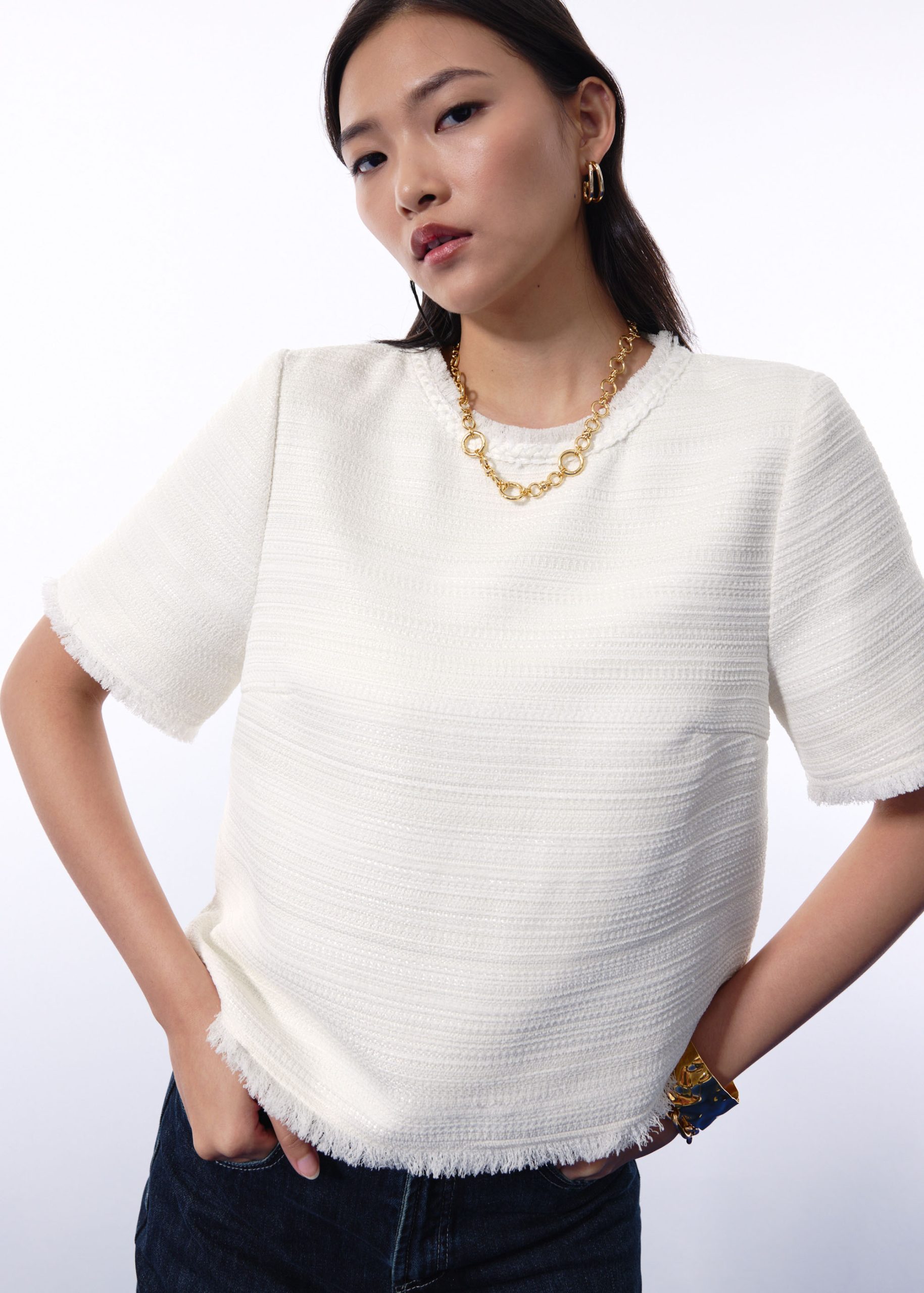 Iori Jacquard Tweed Boxy Shell Top - Image 8