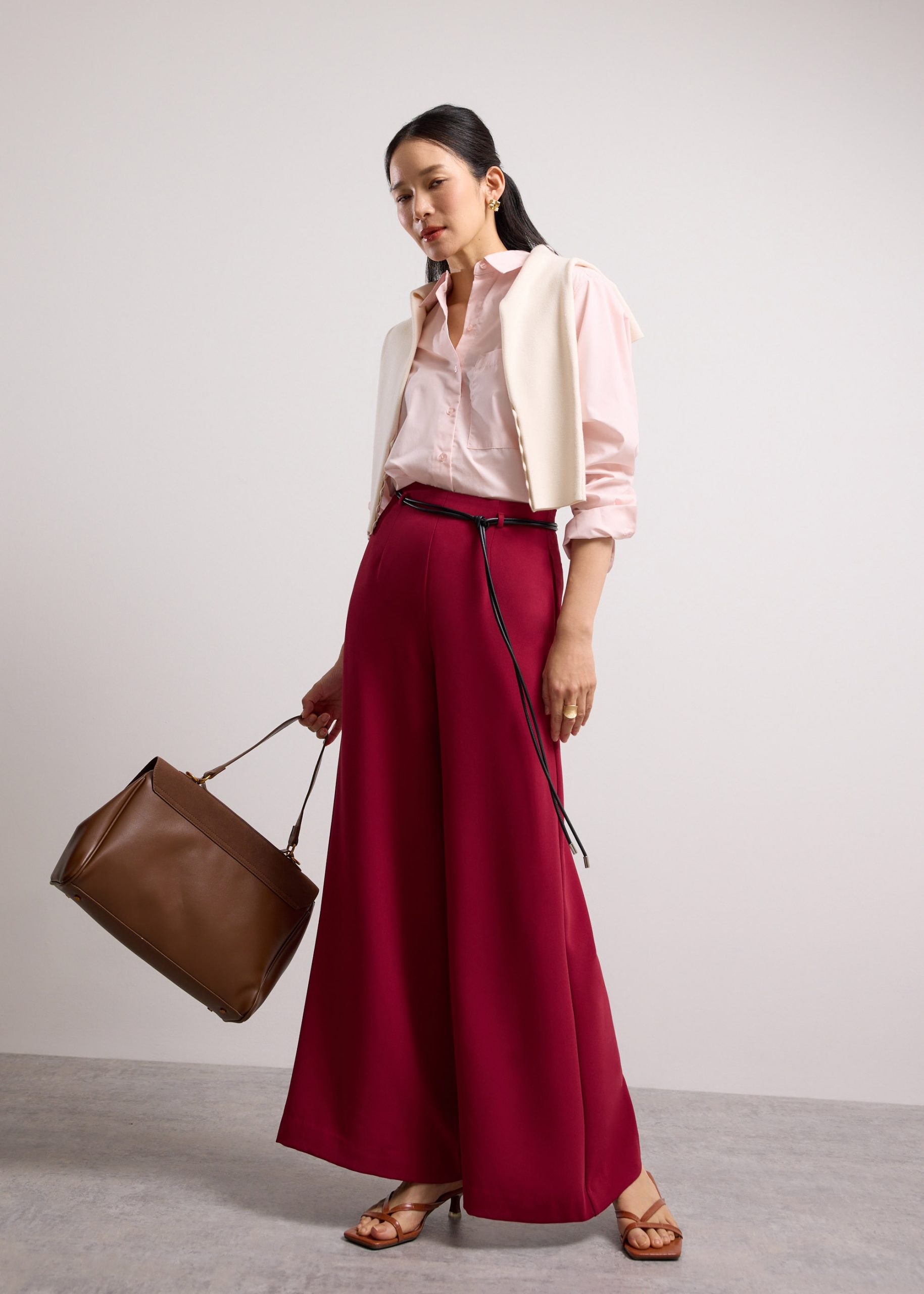 Leggy??Jules Tailored Crepe Palazzo Pants - Image 17