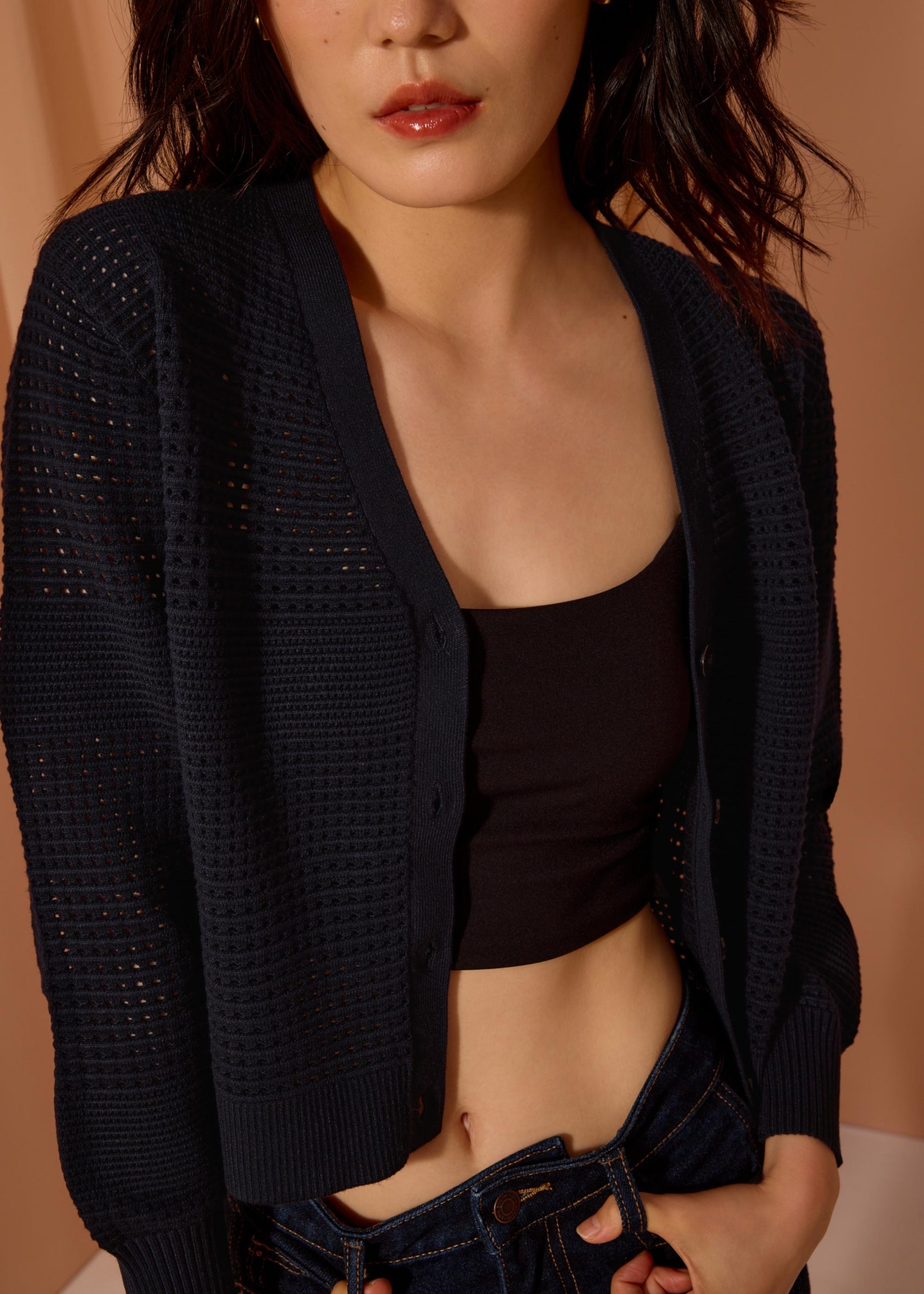 Relaxed Pointelle Knit Cardigan - Image 11
