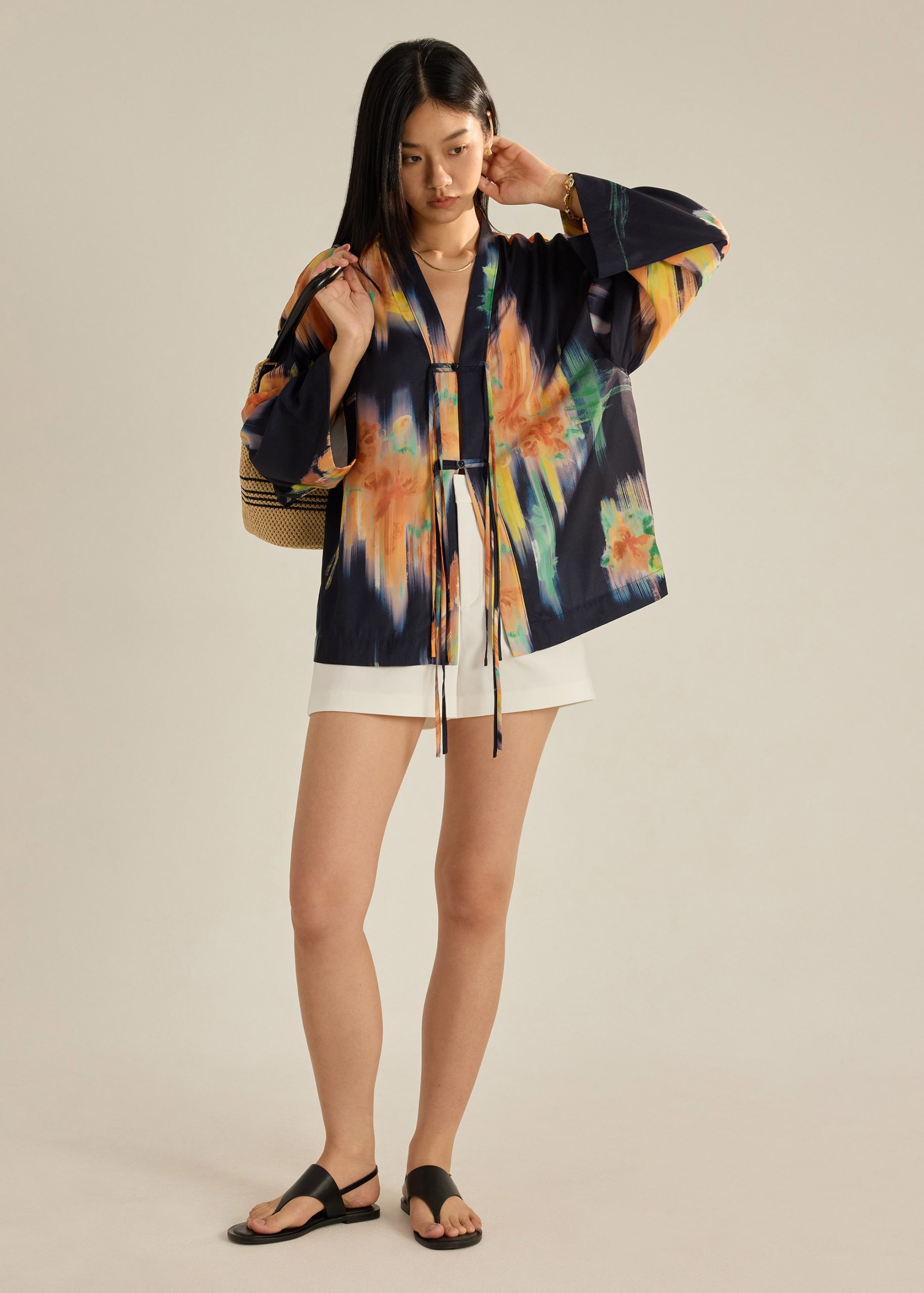 Oversized Front Tie Top in Summer Haze - Image 5