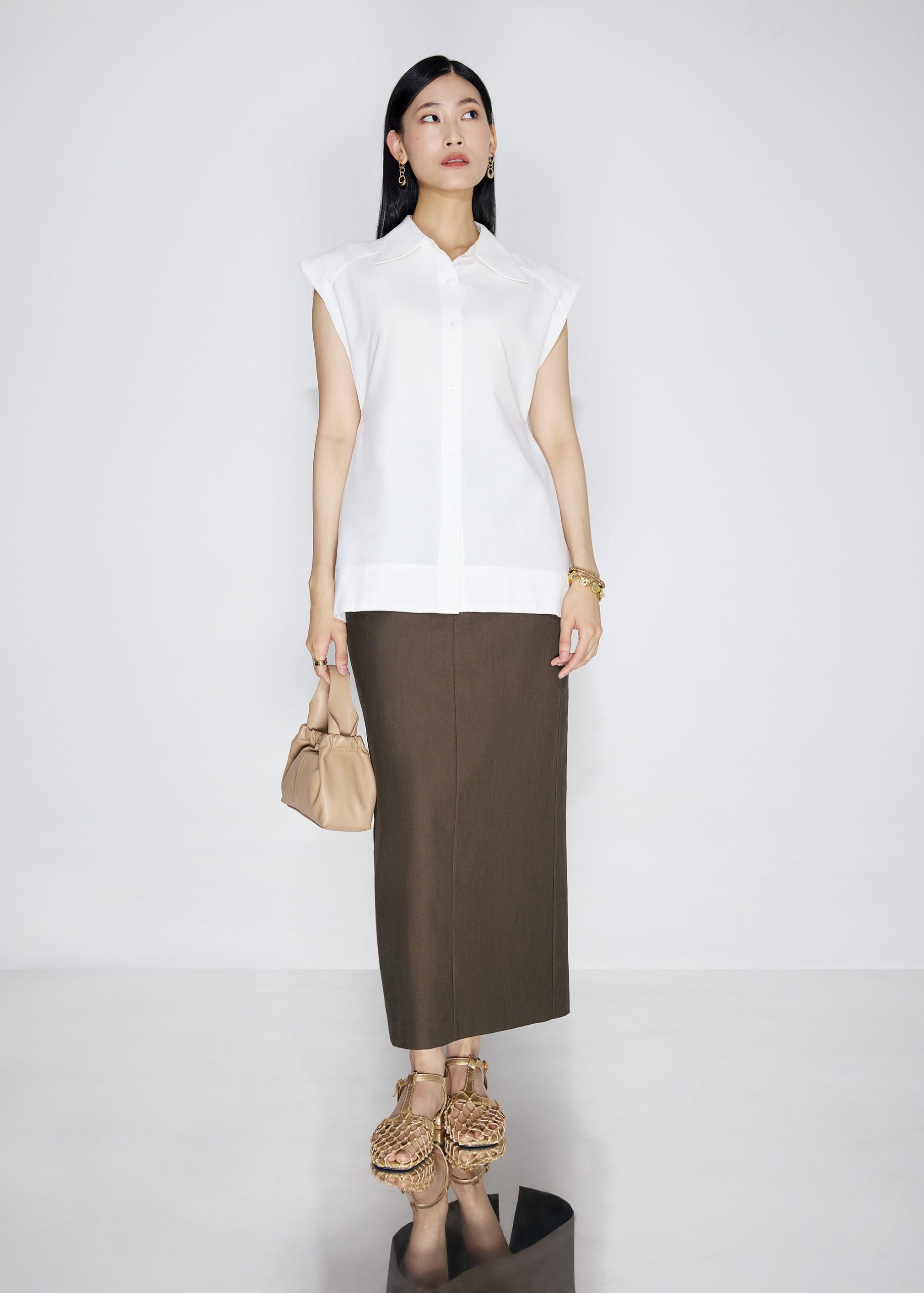 Relaxed Cotton Long Button Down Shirt - Image 4