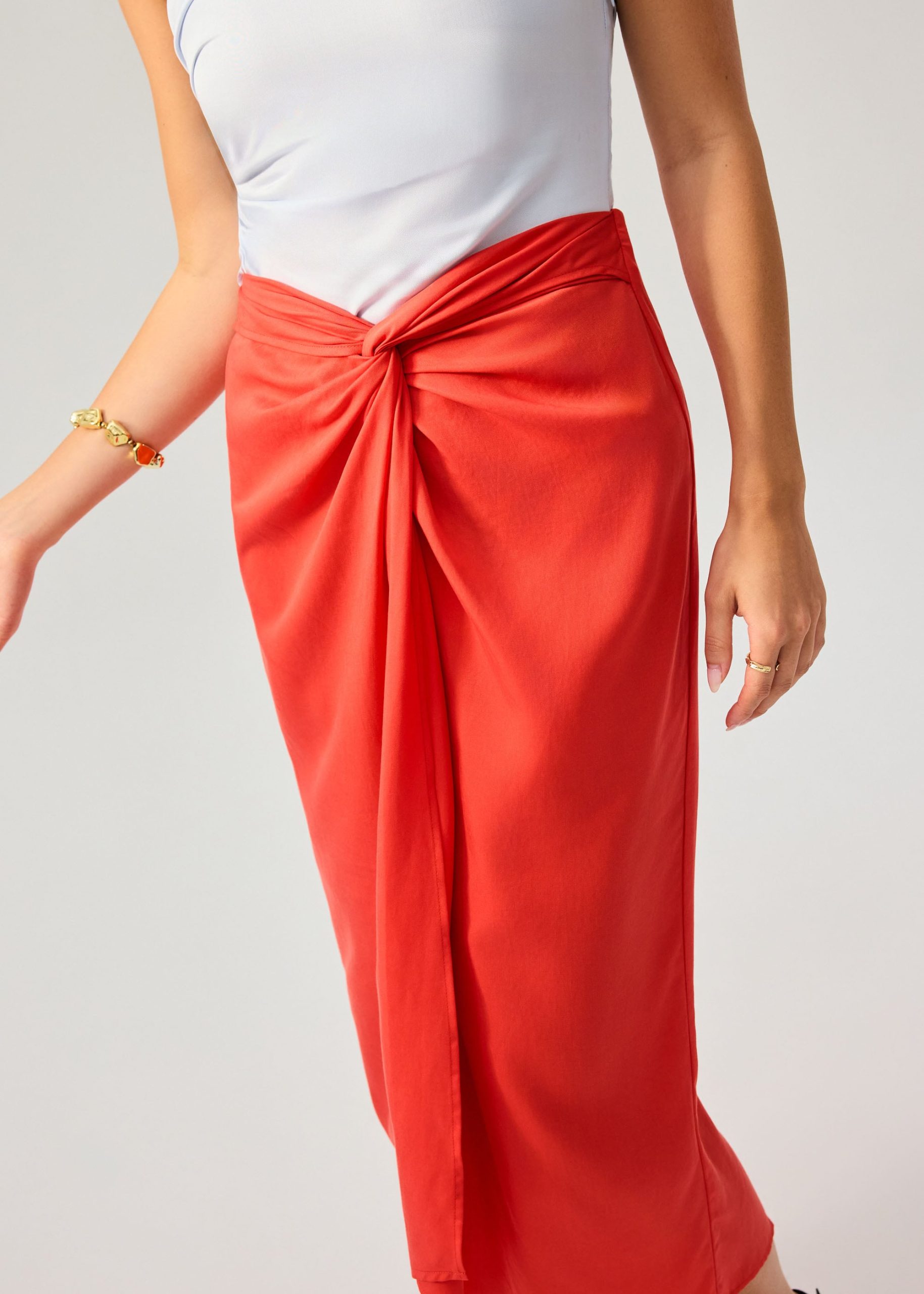 Lyocell Front Twist Column Midaxi Skirt - Image 4