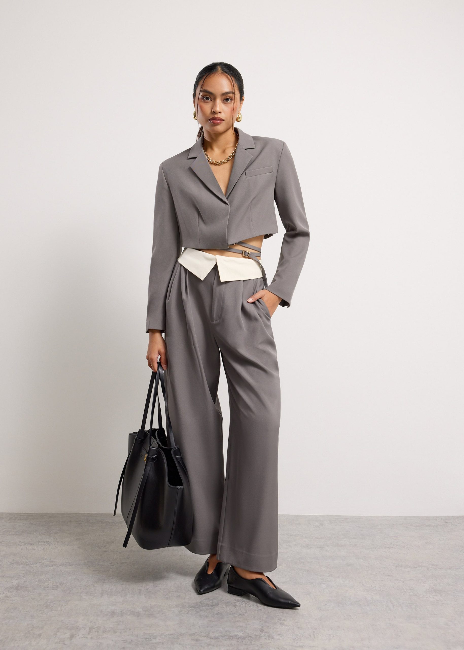 Detachable Waistband Flap Straight Leg Pants - Image 11