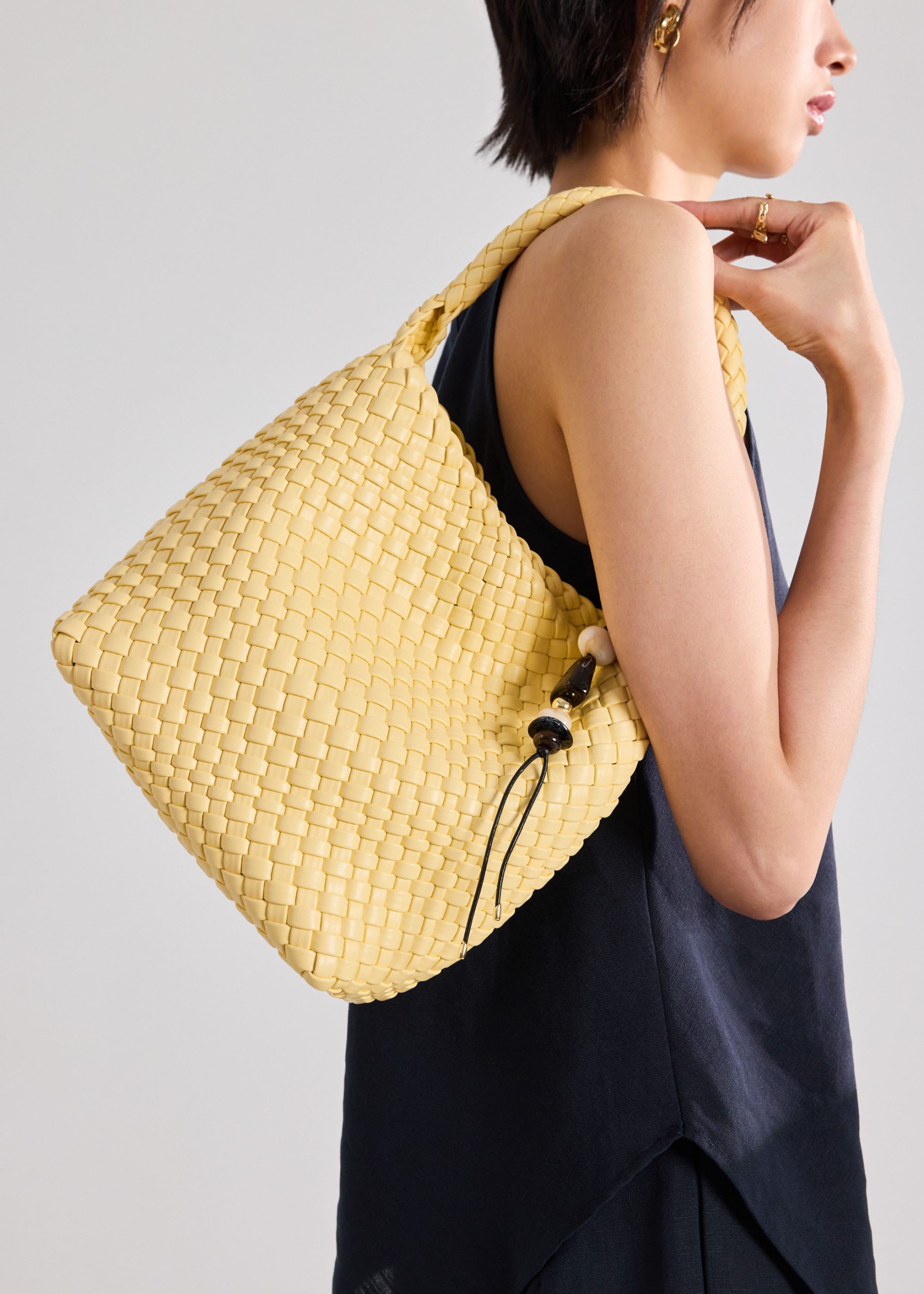 Woven Vegan Leather Hobo Bag - Image 10
