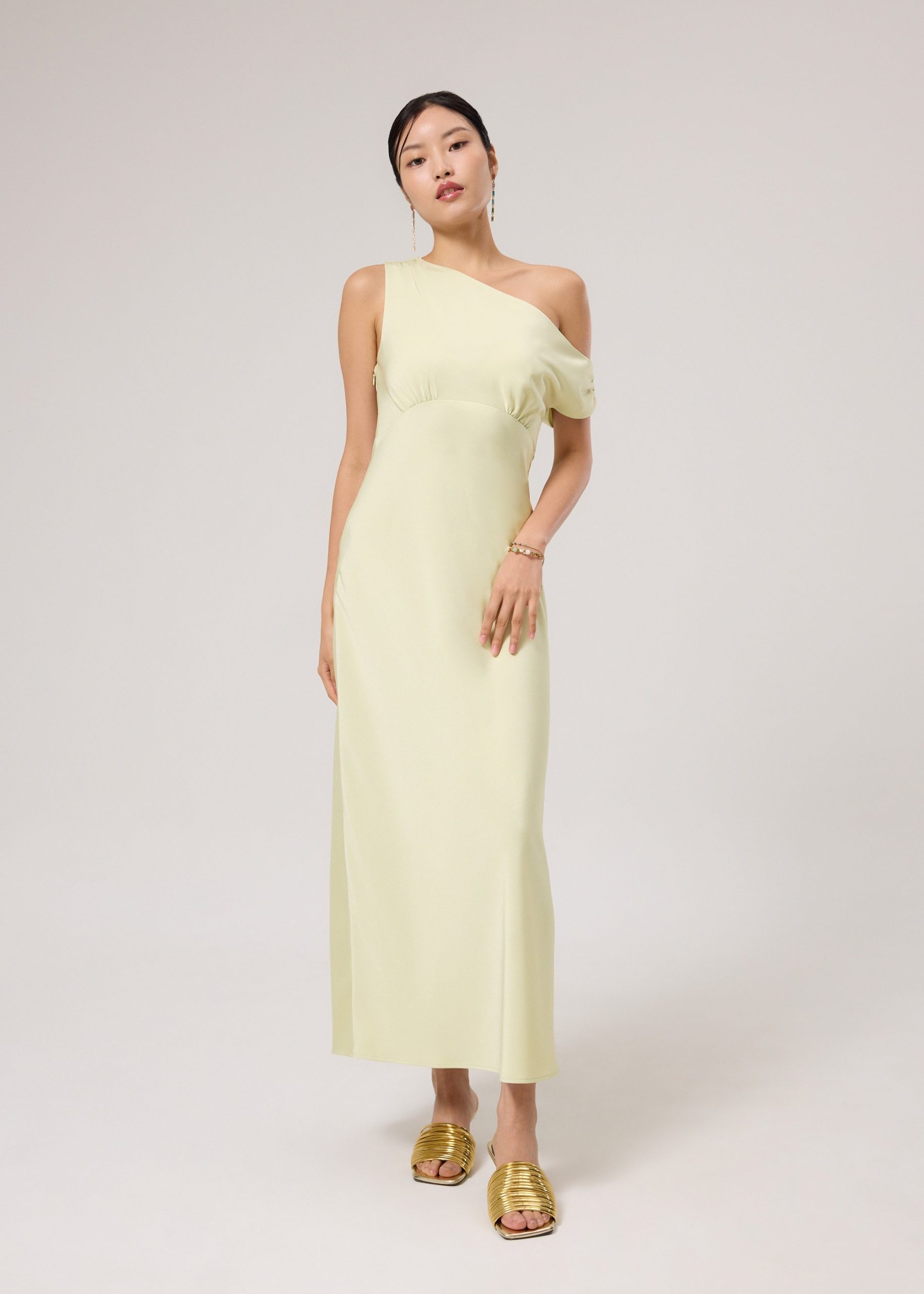 Satin Asymmetric Bias Cut Maxi Dress - Image 15